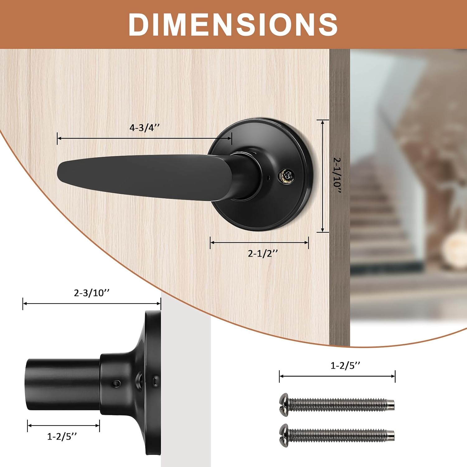 Probrico 4 Pack Dummy Lever Black Door Handle Lever Sets, Dummy for Laundry Room, Hallway, Closet, Single Side Dummy Door Lever, Non-Turning Pull