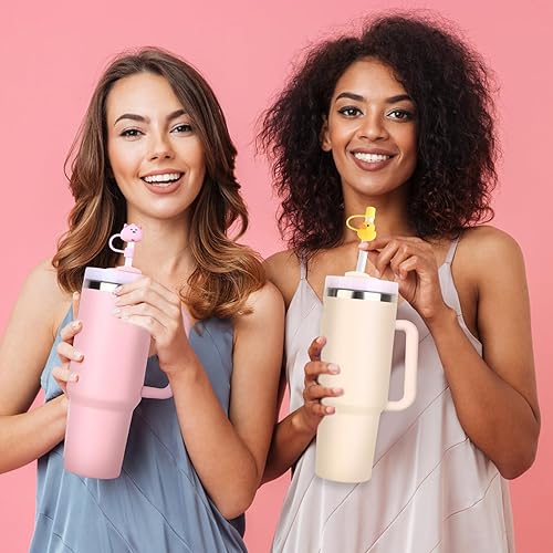 Miniatura 7 de Aitsite Tapa de popote para copa Stanley, 5 fundas de silicona para vaso de 40 onzas y 30 onzas, lindas pajitas para 0.394 in de diámetro, bolas