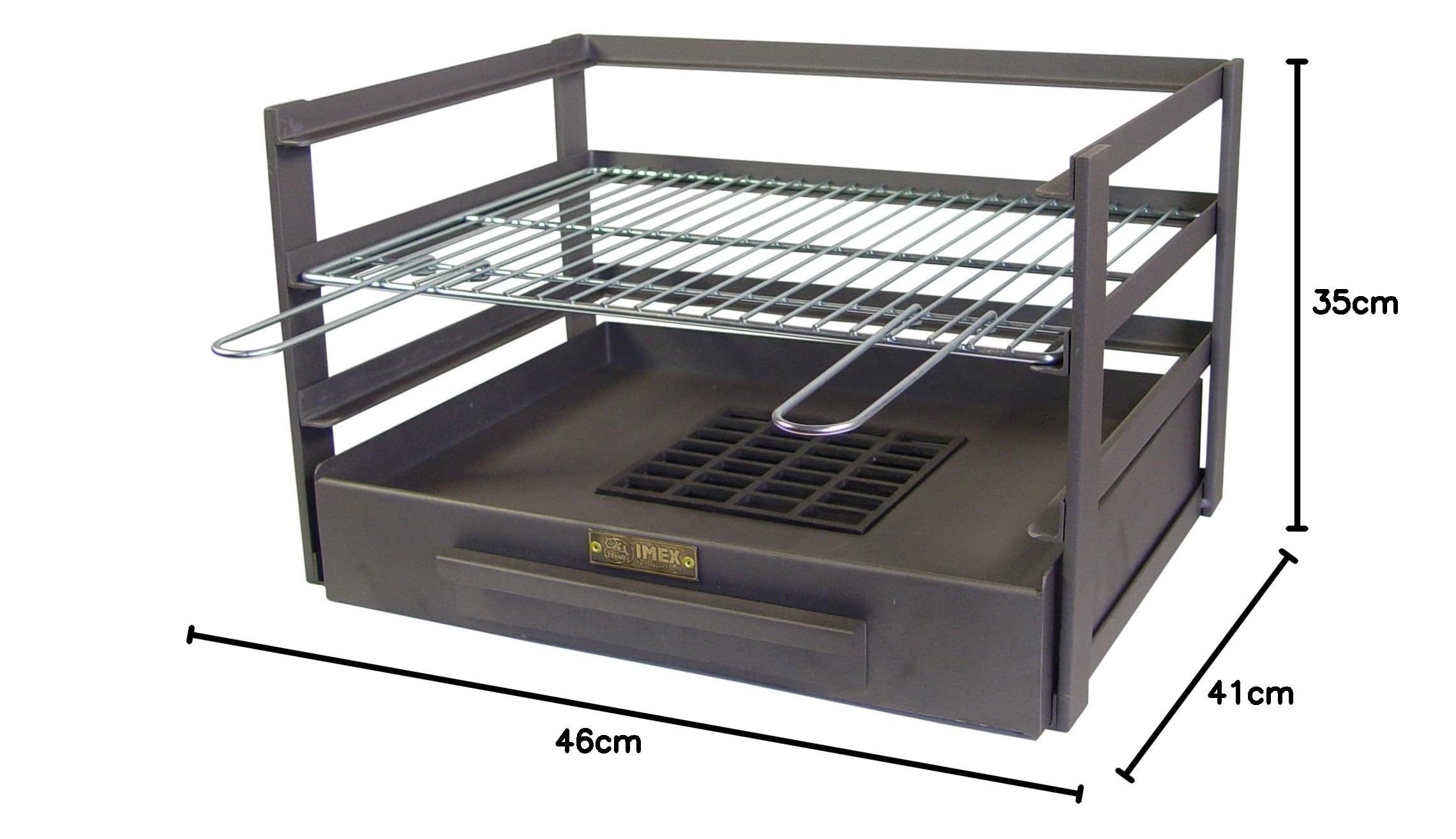 IMEX EL ZORRO 71474.0 cassetto Barbecue con griglia zincati, Nero, 46 x 41 x 35 cm
