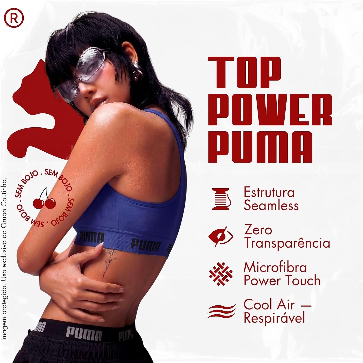 Top Puma Feminino Esportivo Poliamida Academia Nadador Sem Bojo Original Top Puma Feminino Esportivo Poliamida Academia Nadador Sem Bojo Original