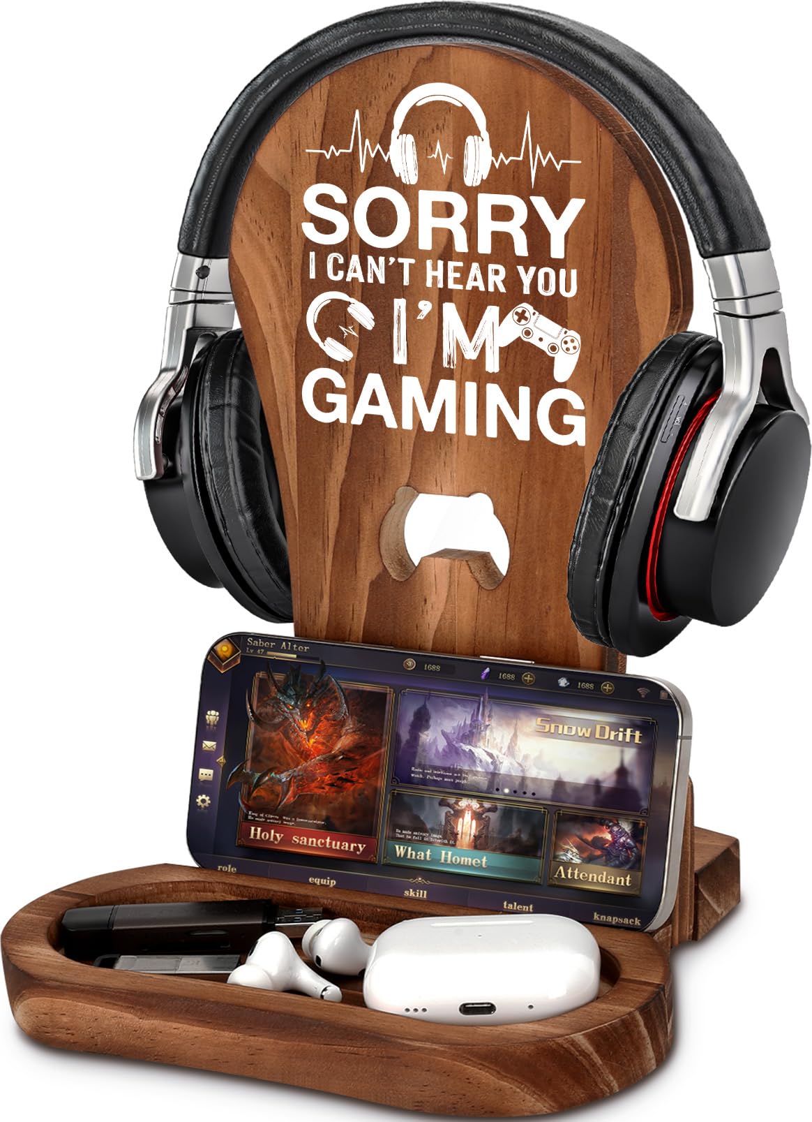 CryCarrot Gamer Gifts for Men Teenage Boys Birthday Valentines Day, Headphone Stand Gaming Gifts for Him Men Son Boyfriend Brother, Gamer Lovers Room