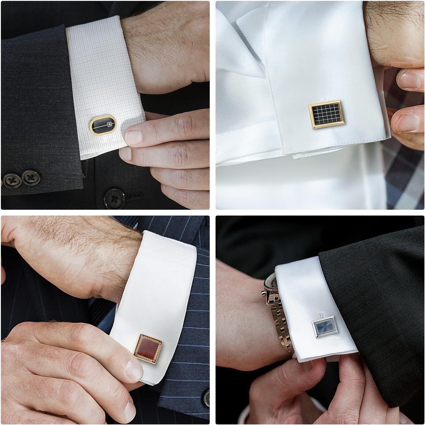 wynameleri Cufflinks Set 6 Pairs for Men, Business Formal Shirts Buttons Cuff Link Packed in Case - Image 2