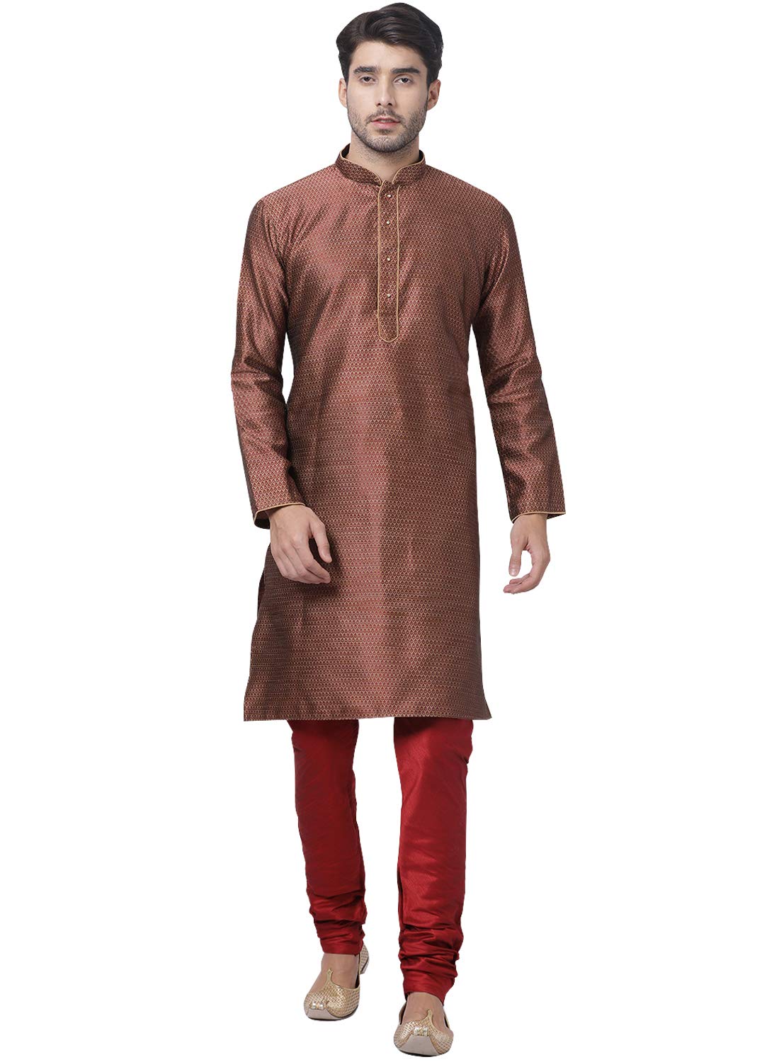vm Men's Maroon Silk Blend Kurta Pyjama Set_VMMK047MAnPMA_40-picture-30