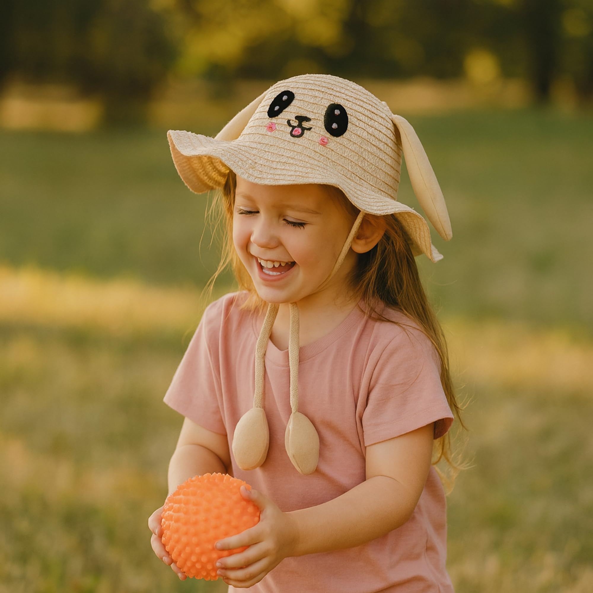 Simpatico Cappello da Sole Pieghevole e giocabile per Ragazze, Cappello da Sole Traspirante con Protezione UV con Motivo Ricamato e Motivo di Animali
