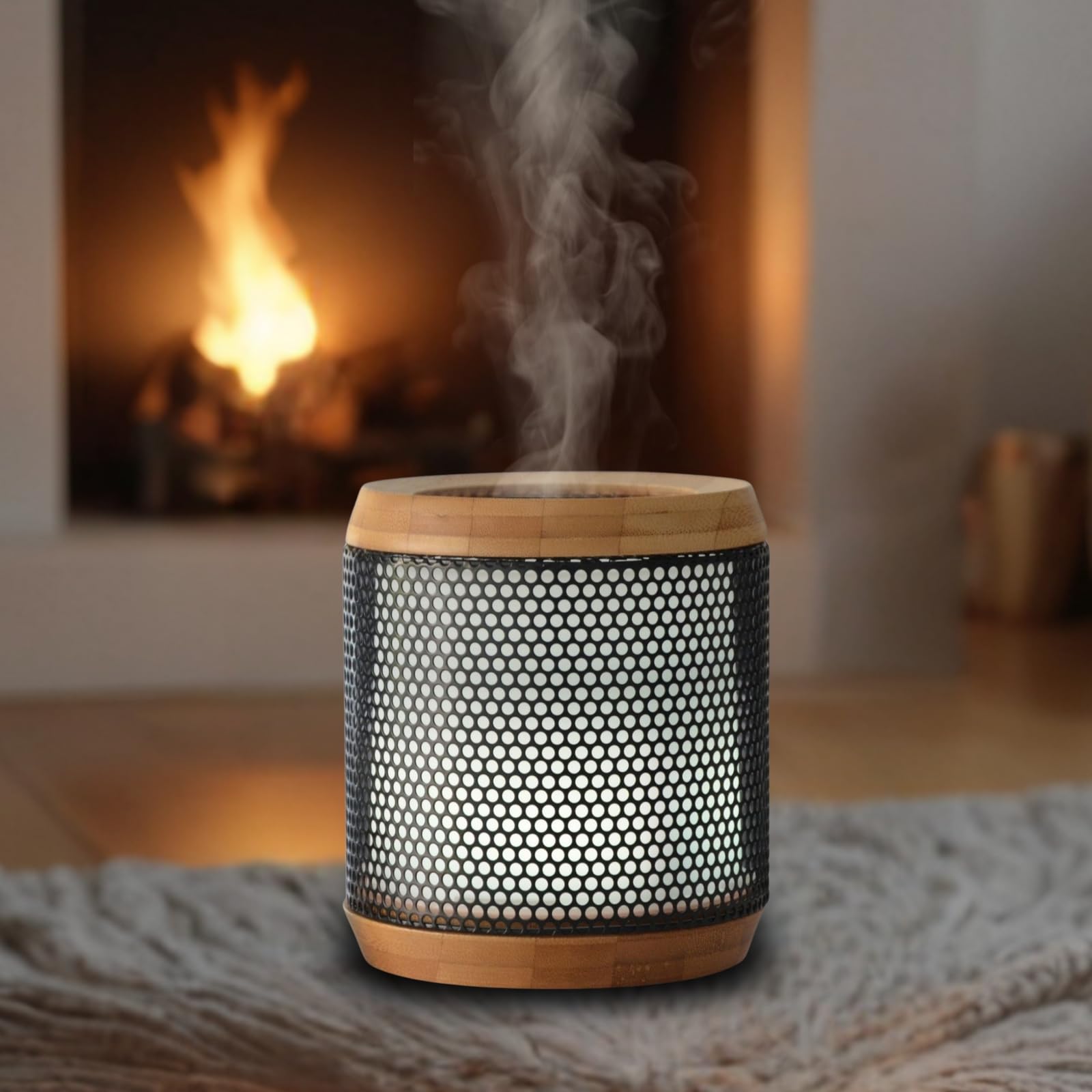 Zen'Aromat dyfuzor olejków eterycznych Elipsja - ultradźwiękowy dyfuzor aromaterapia na zimno - Elektryczny dyfuzor zapachowy do domu - wielofunkcyjne oświetlenie LED - naturalne materiały bambusowe i
