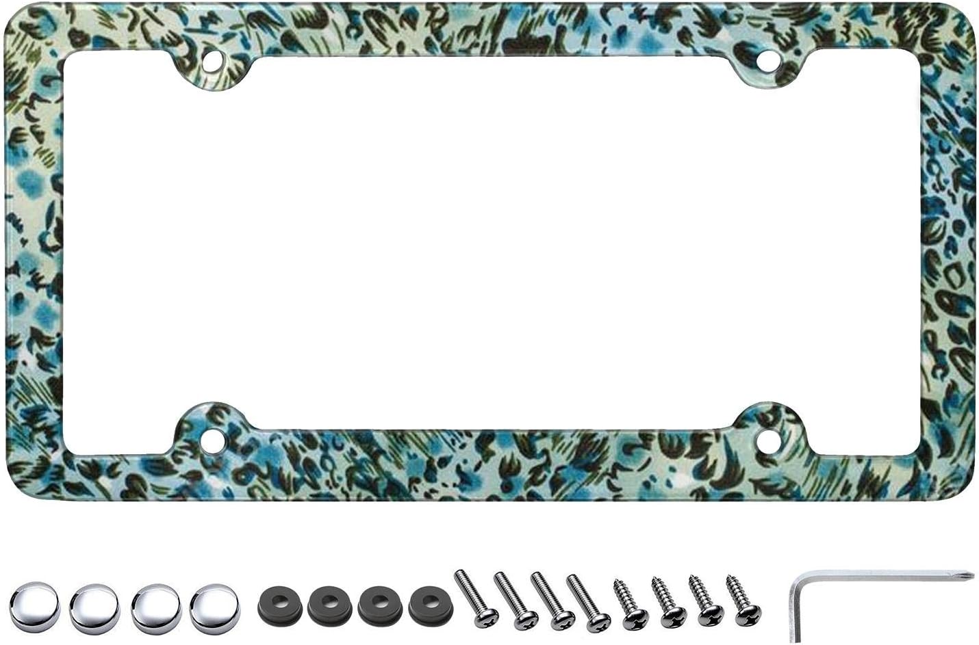 Bartonny Blue and Green Leopard Pattern Aluminum License