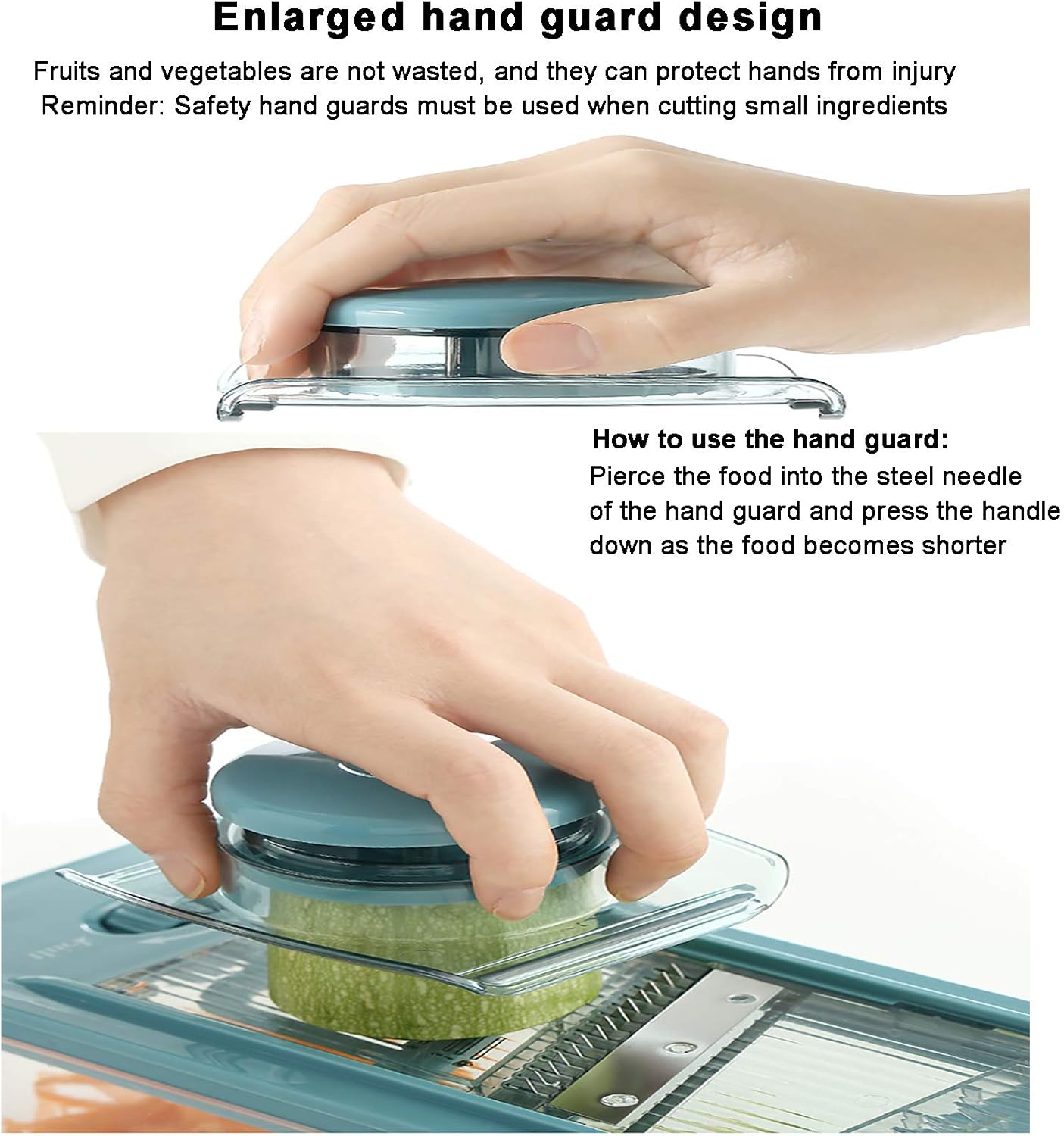 Vegetable Cutter for Kitchen Mandolin Tomato Potato Garlic Fruit Multifunctional Food Chopper Manual Onion Grinder Dicer with Container and Hand Guard Blue 26 x 10 x 10 cm