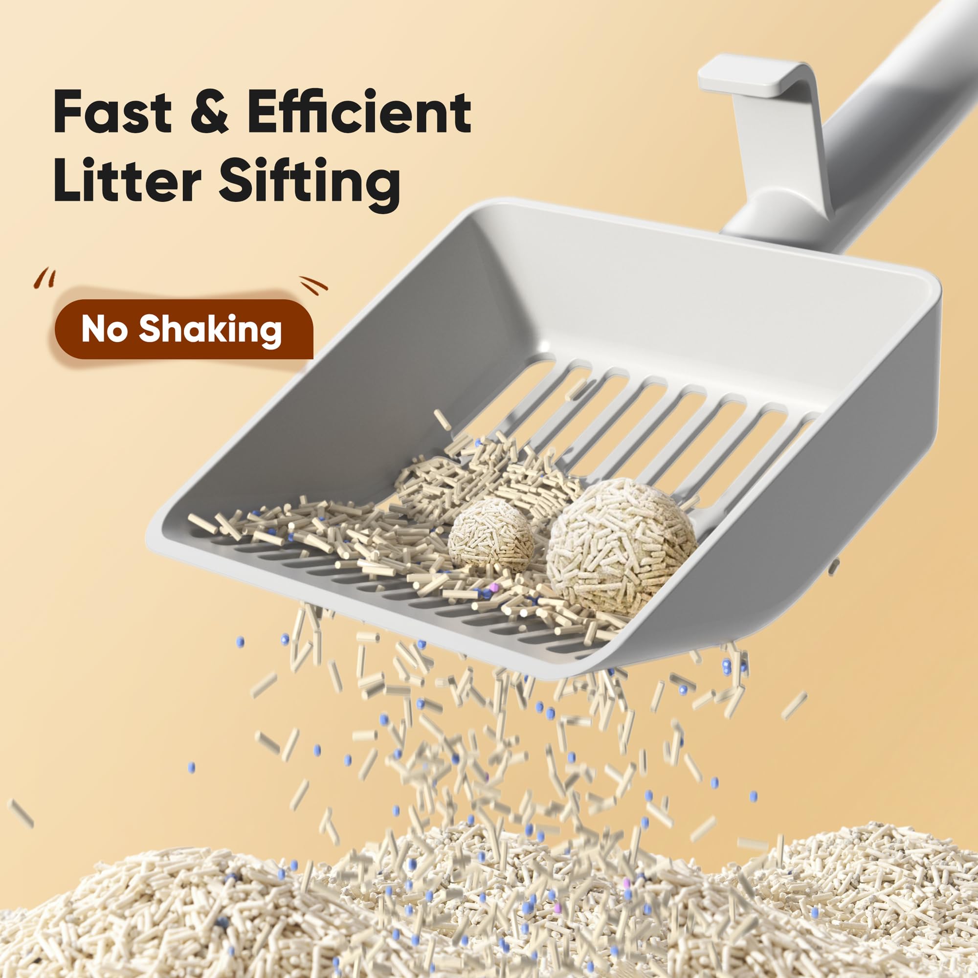 KooMooM Cat Litter Scoop, Heavy-Duty Kitty Litter Scoop with Dual Sifting Holes for Fast & Fine Clumping - Image 3