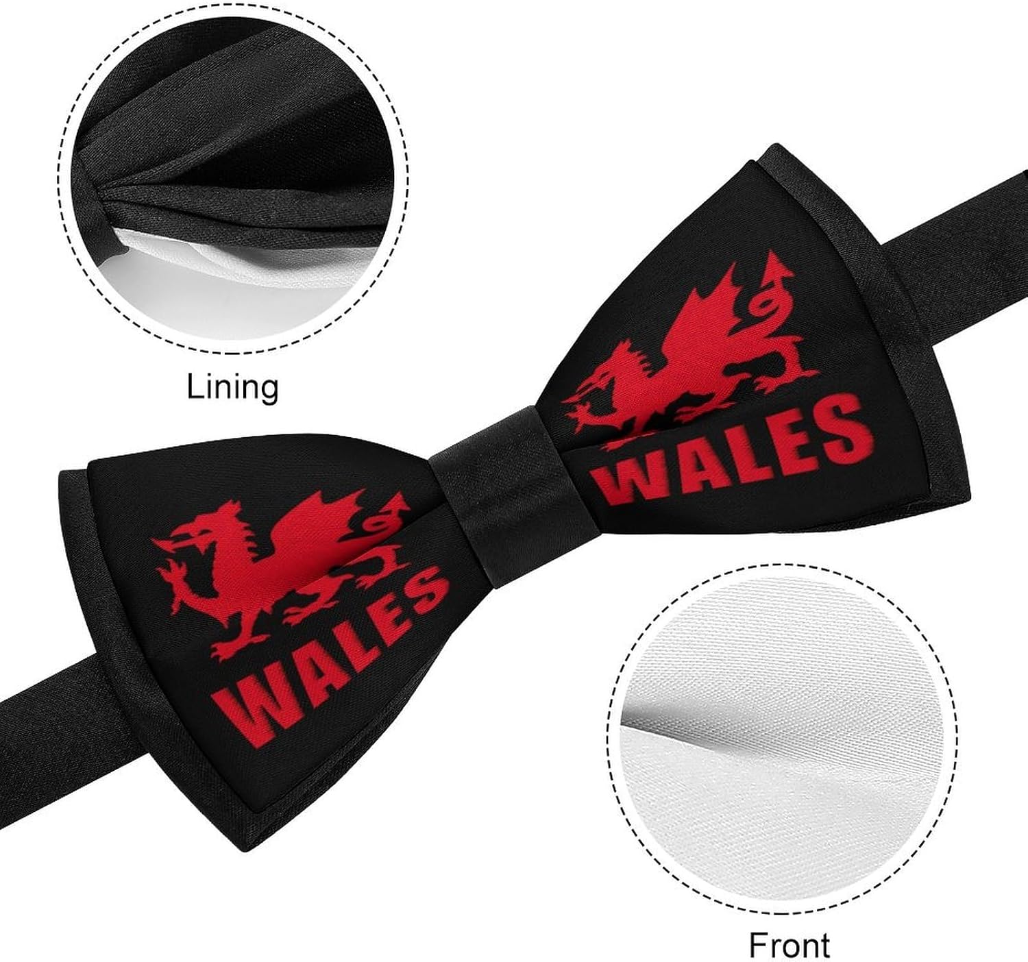 Welsh Dragon Flag Novelty Men's Bow Tie Pre-tied Adjustable Bowtie Accessories for Wedding Party