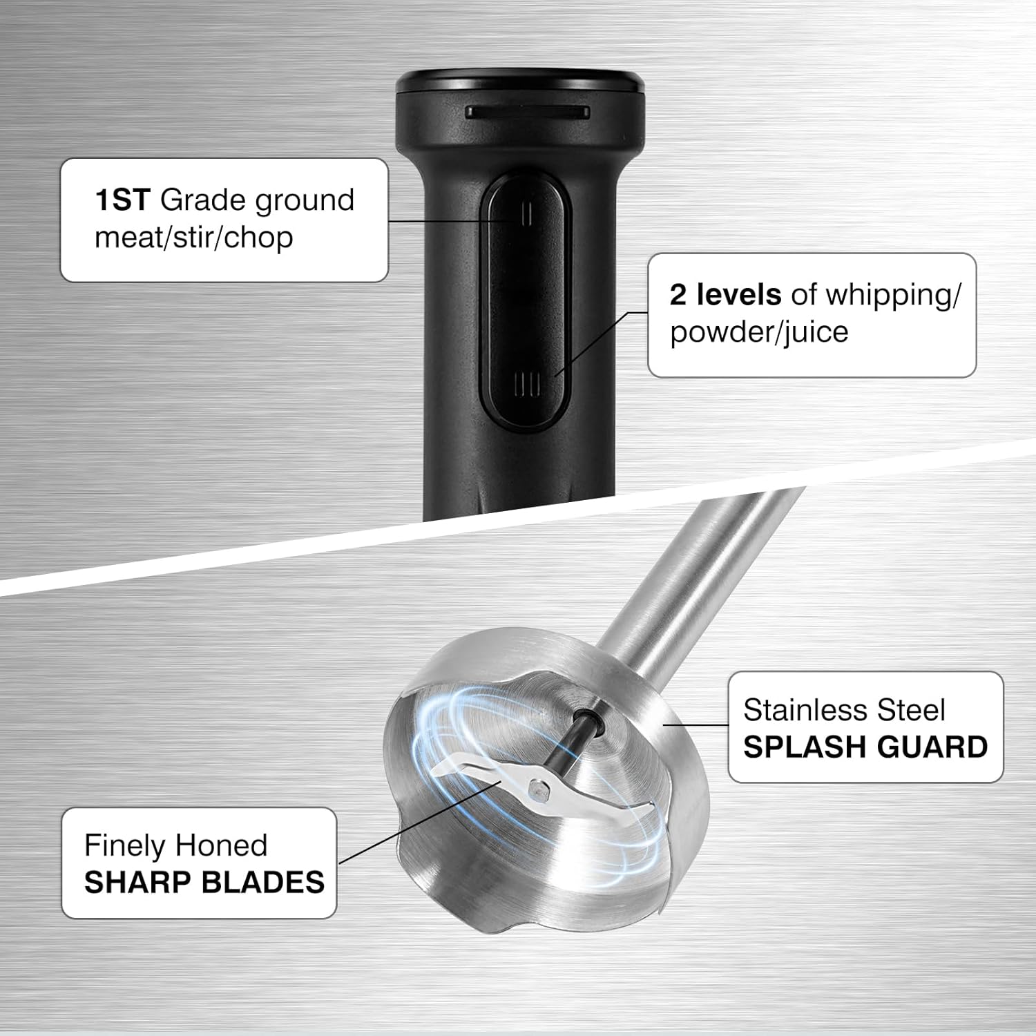 Cordless Rechargeable Hand Mixer Accessories 5-in-1, Variable Speed Mix, Can Make Eleven Cups of Juice on a Single Charge, Portable Easy to Control Stick Mixers, Sauces, Soups, Baby Food