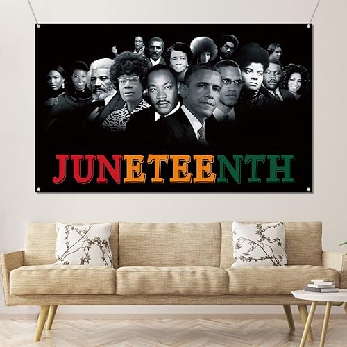 Miniatura 5 de Sunwer Juneteenth - Telón de fondo para cabina de fotos de personas famosas afro americanas, 19 de junio de 1865, decoración del Día de la