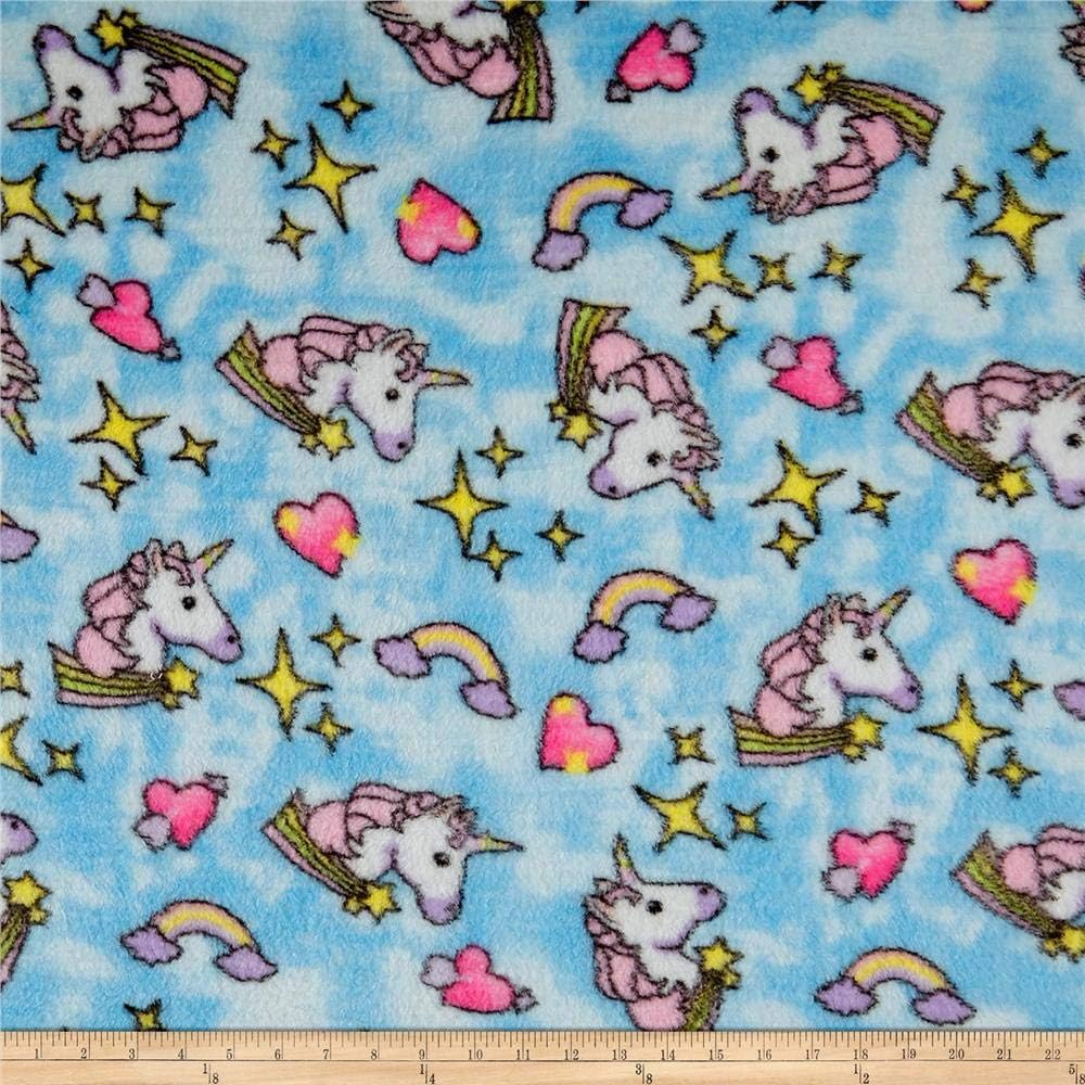 Newcastle Fabrics Whisper Plush Fleece Unicorn, Yard, Turquoise