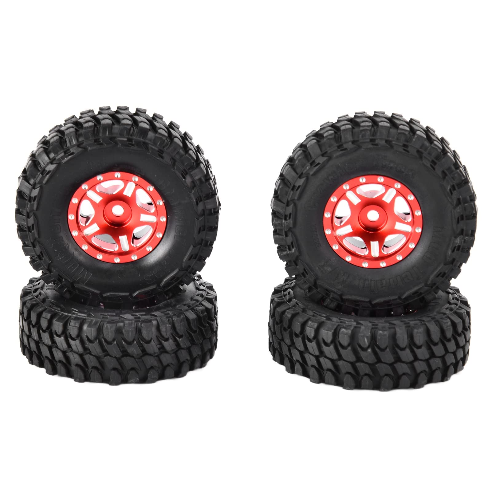 4 sztuk 1in 1/24 RC opona samochodowa gumowe koła pojazdu RC Crawler opony samochodowe do Axial SCX24 90081 AXI00001 AXI00002 (Czerwony)