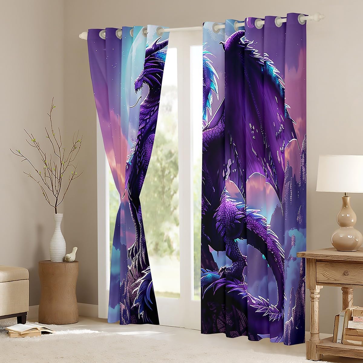 Homewish Magical Dragon Curtains & Drapes 3D Dragon Blackout Curtains - Image 3