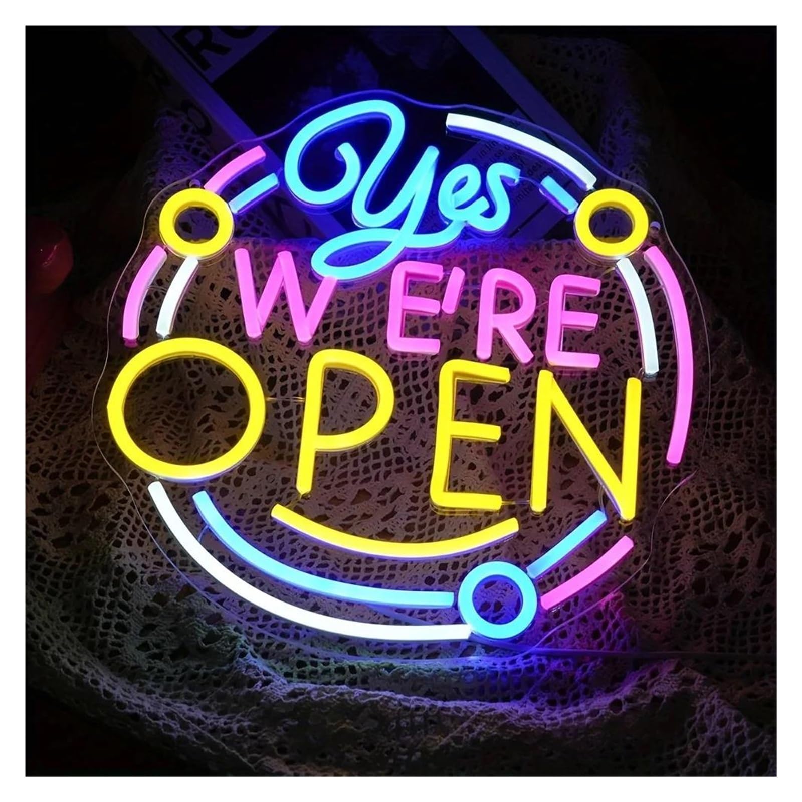 LEMST Sign Lamp Open Neon Sign, Suitable for Hotels, Living Rooms, Game Halls, Parties, Bedrooms, USB Powered 30x30cm