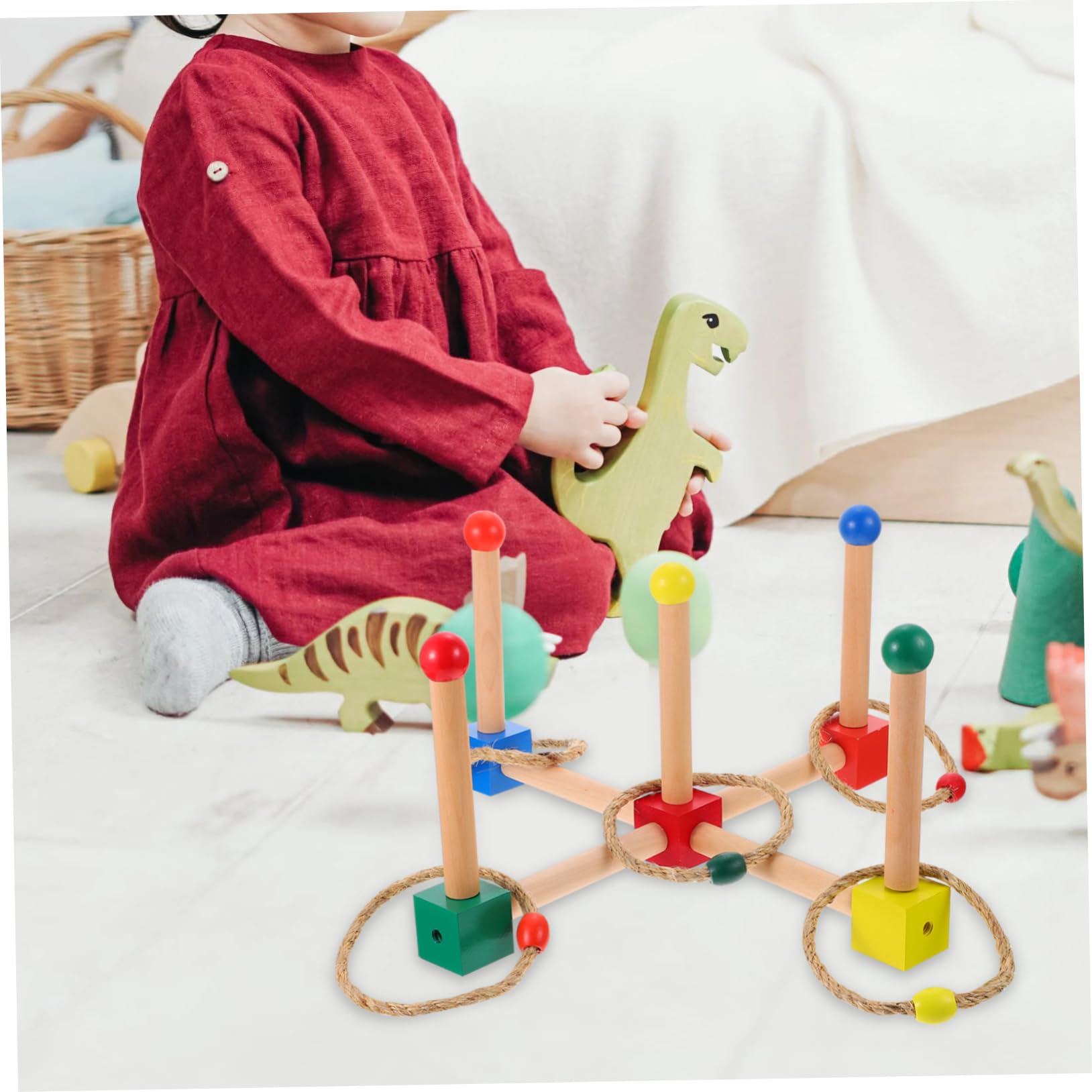 Gioco Lancio Anelli da Giardino in Legno per Bambini