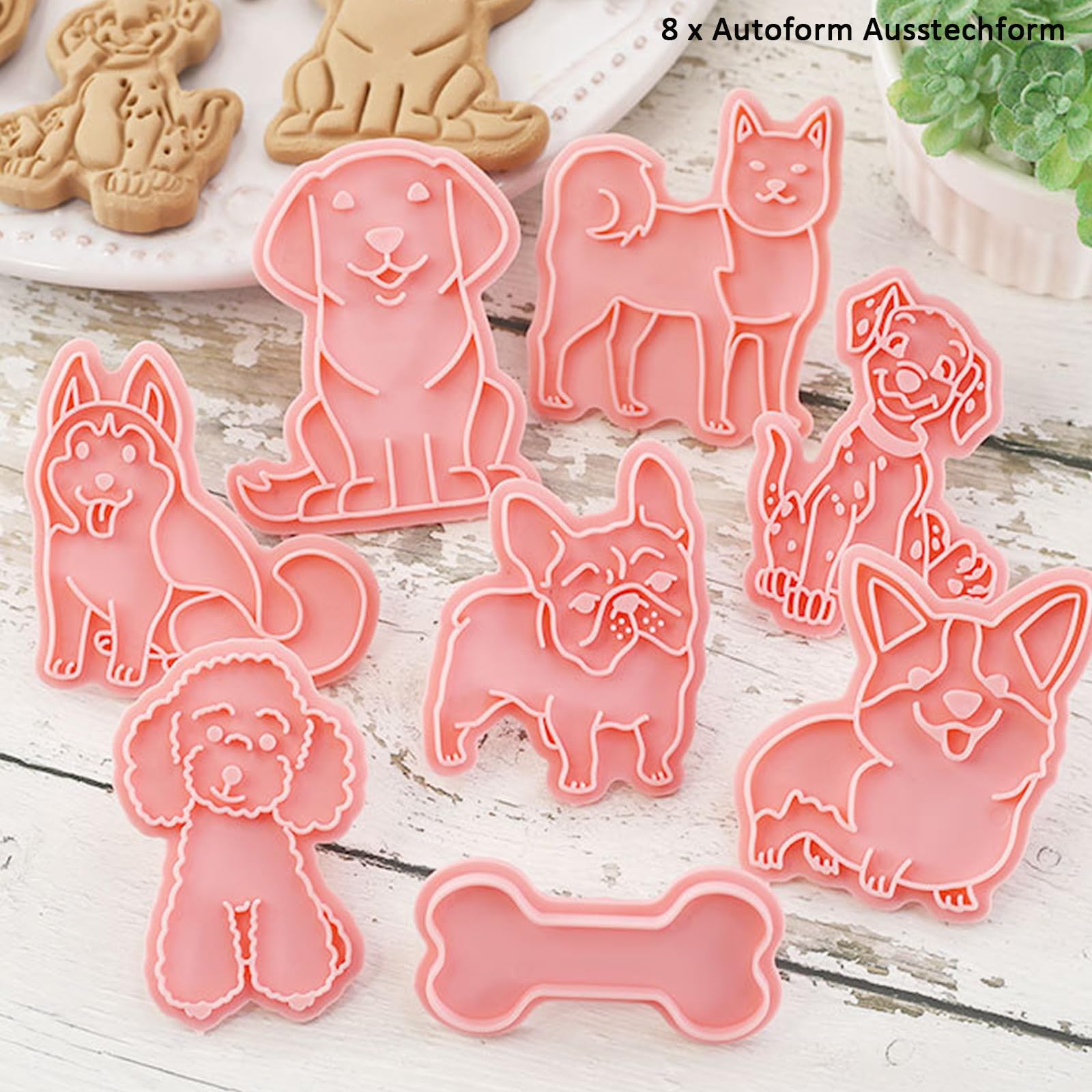 Stampini Biscotti Animali 3D - 8 Pezzi Per Bambini In Plastica Rosa - Foto 8