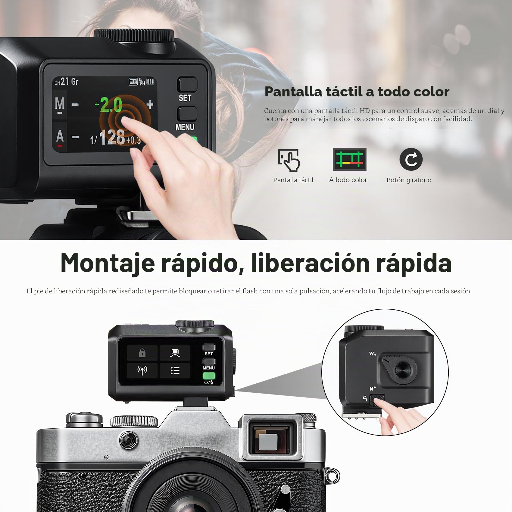 Godox iT30Pro C TTL Camera Flash Speedlite para Canon Cámaras | iT30ProC Pocket Flash,GN15 2.4 GHz HSS 1/8000s, Tiempo de reciclaje de 1.5s, Batería Li-ion,Difusor Incorporado(Negro)