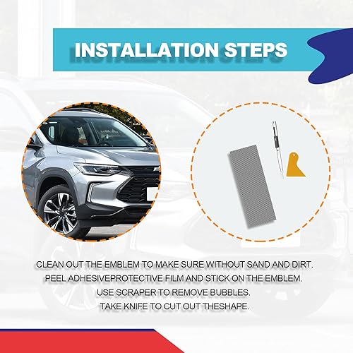 Miniatura 7 de Kit de 3 calcomanías de fibra de carbono para bricolaje, con espátula y cortador, compatible con Chevy, tamaño 11.8 x 3.93 pulgadas, fibra de