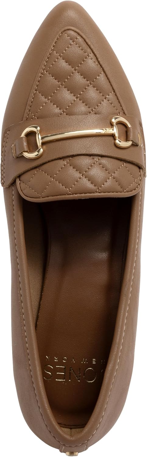 Jones New York Women's Pointed Toe Quilted Loafers | Professional Work Flats with Cushioned Footbed | Faux Leather Business Casual Slip On Dress Shoes