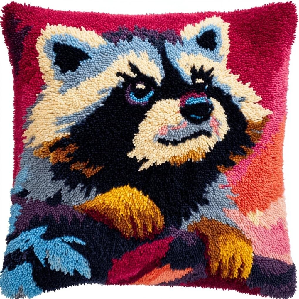 AxiangziK Latch Hook Cushion Kits for Beginners,Animal Raccoon