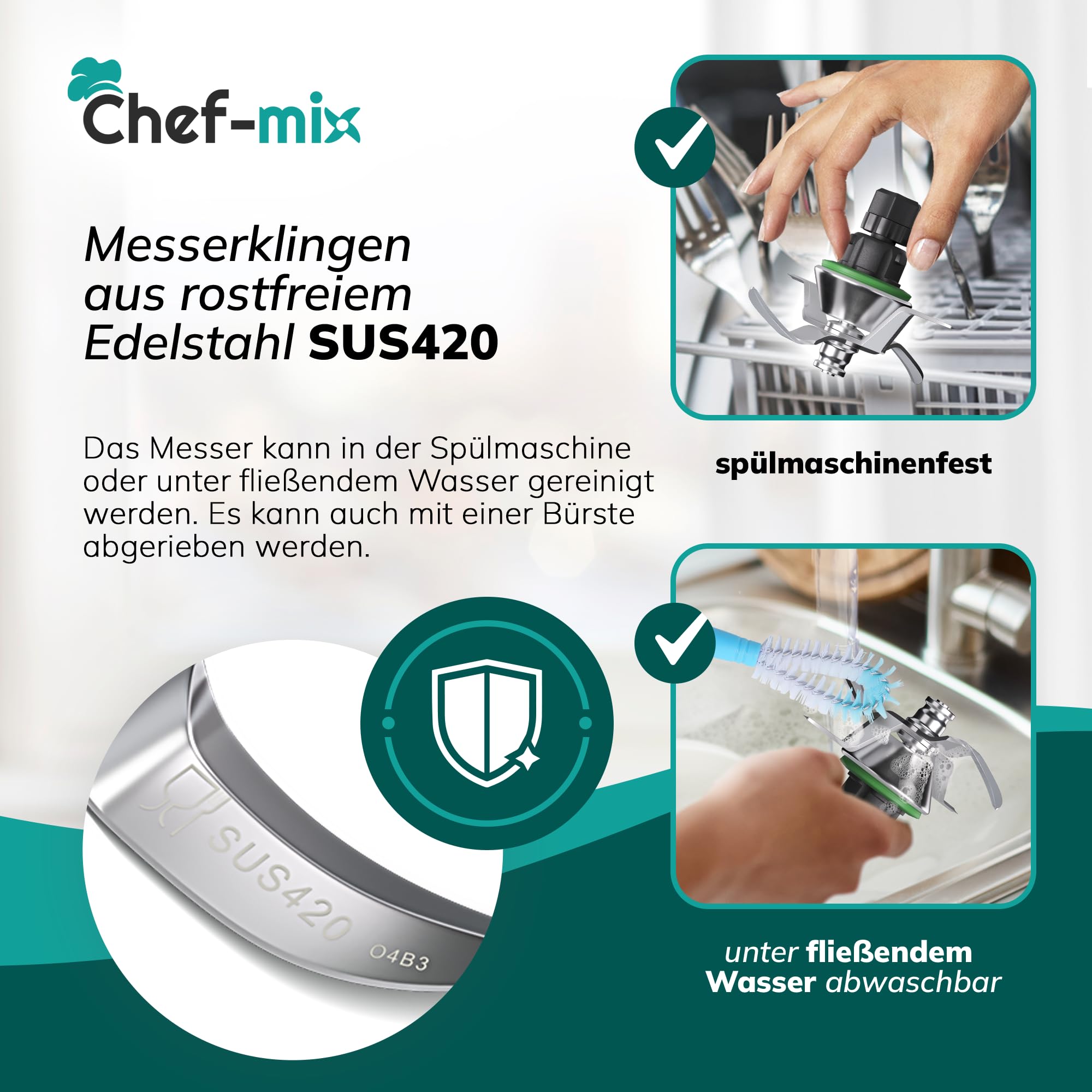 Mixmesser Ersatz für Vоrwerk Thermоmix Messer TM5 - Ersatzmesser aus Edelstahl mit Dichtring - Zubehör für TM5 Küchenmaschine
