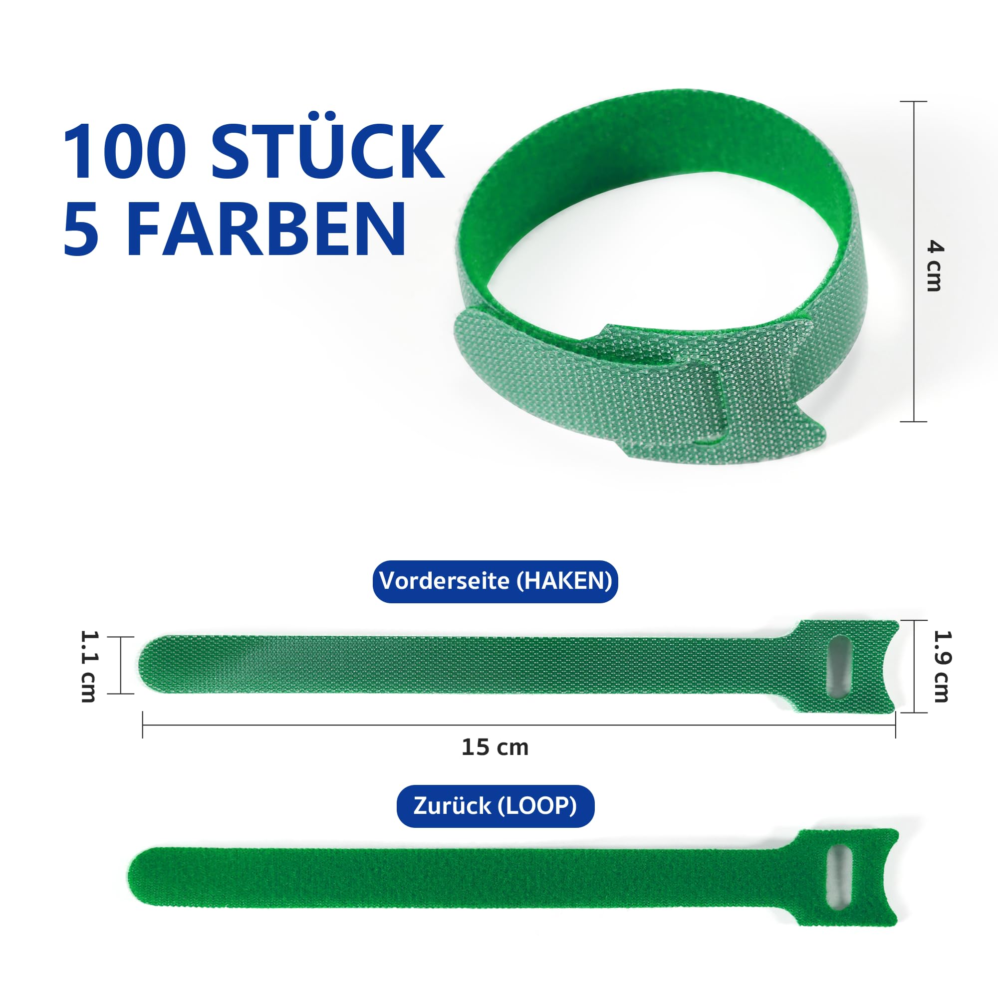 Elalove 100 sztuk opasek kablowych w kształcie litery T, na rzep, organizer na kable do słuchawek, kabel do ładowania, zarządzanie kablami, 5 kolorów