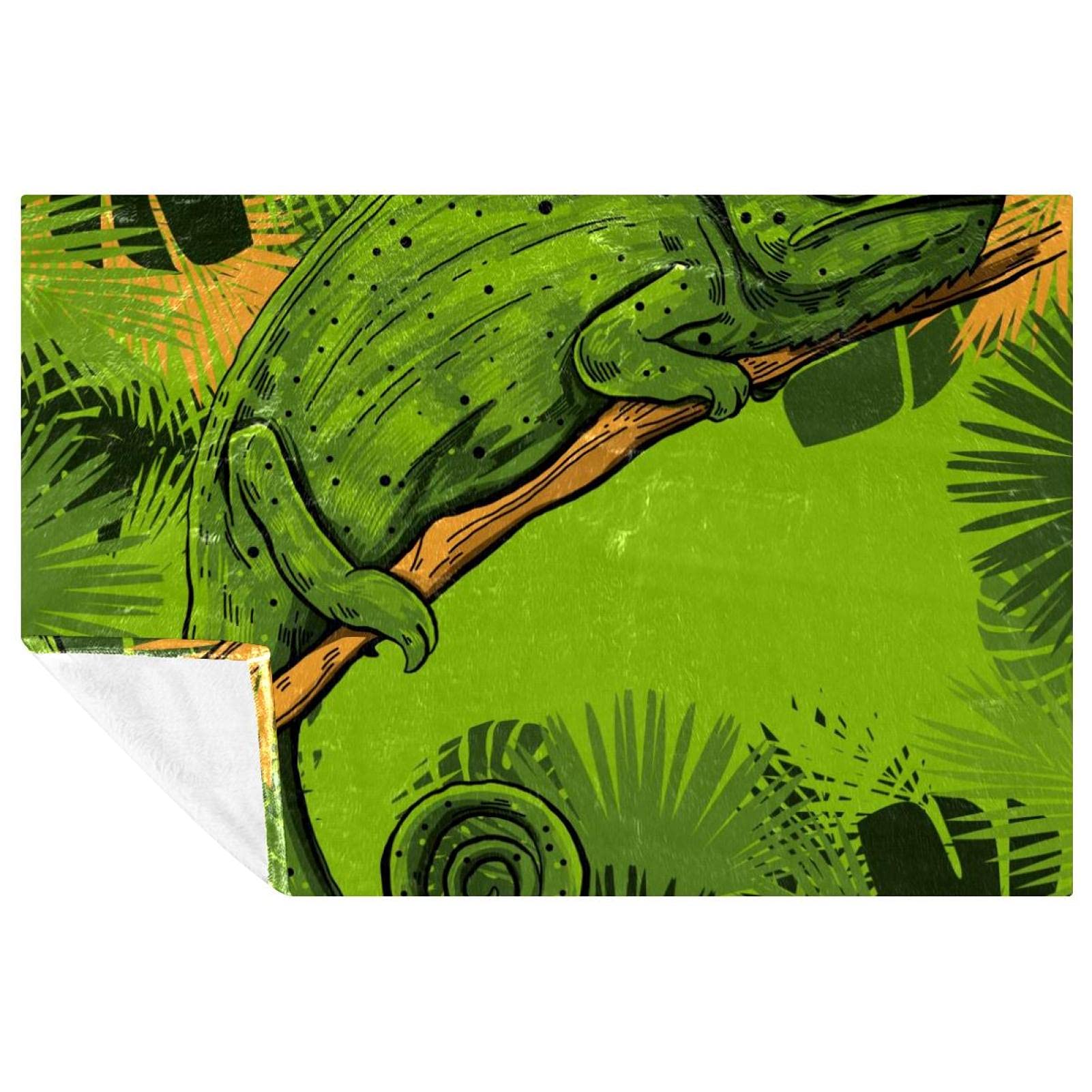 Couverture caméléon vert chaude et douce protection thermique pour lit et canapé
