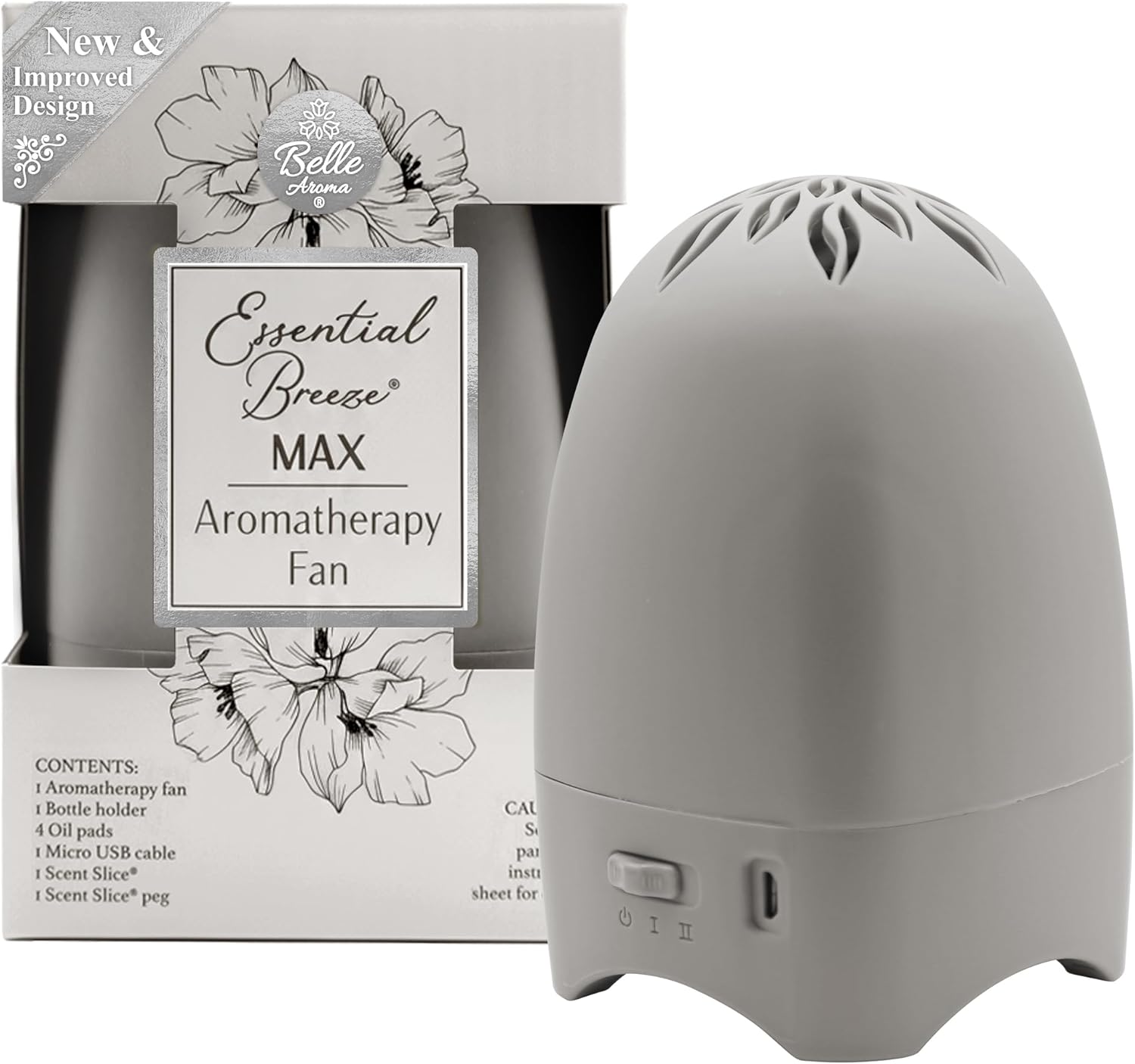 Belle Aroma Essential Breeze Max Aromatherapy Fan – Upgraded Dry Diffuser for Essential Oils or EVA Inserts – Battery or USB Powered – 30-Day Scent – No Water – for Desk, Travel, or Car - Linen