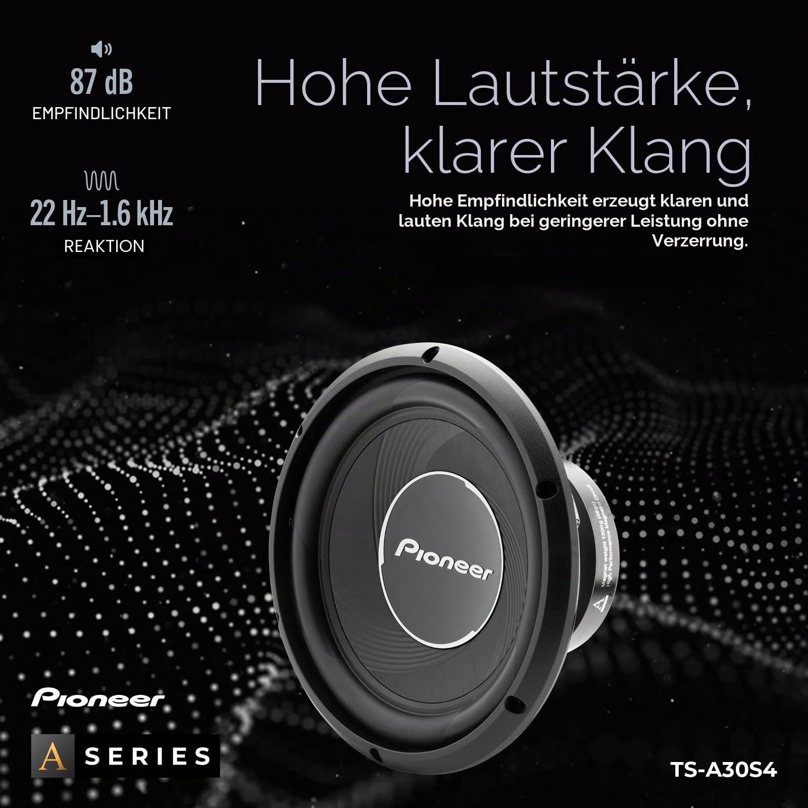 PIONEER TS-A30S4 Subwoofer (1.400 W), 30 cm/12", IMPP Membran für kraftvollen Klang, kontinuierliche Ausgangsleistung 400 W, schwarz