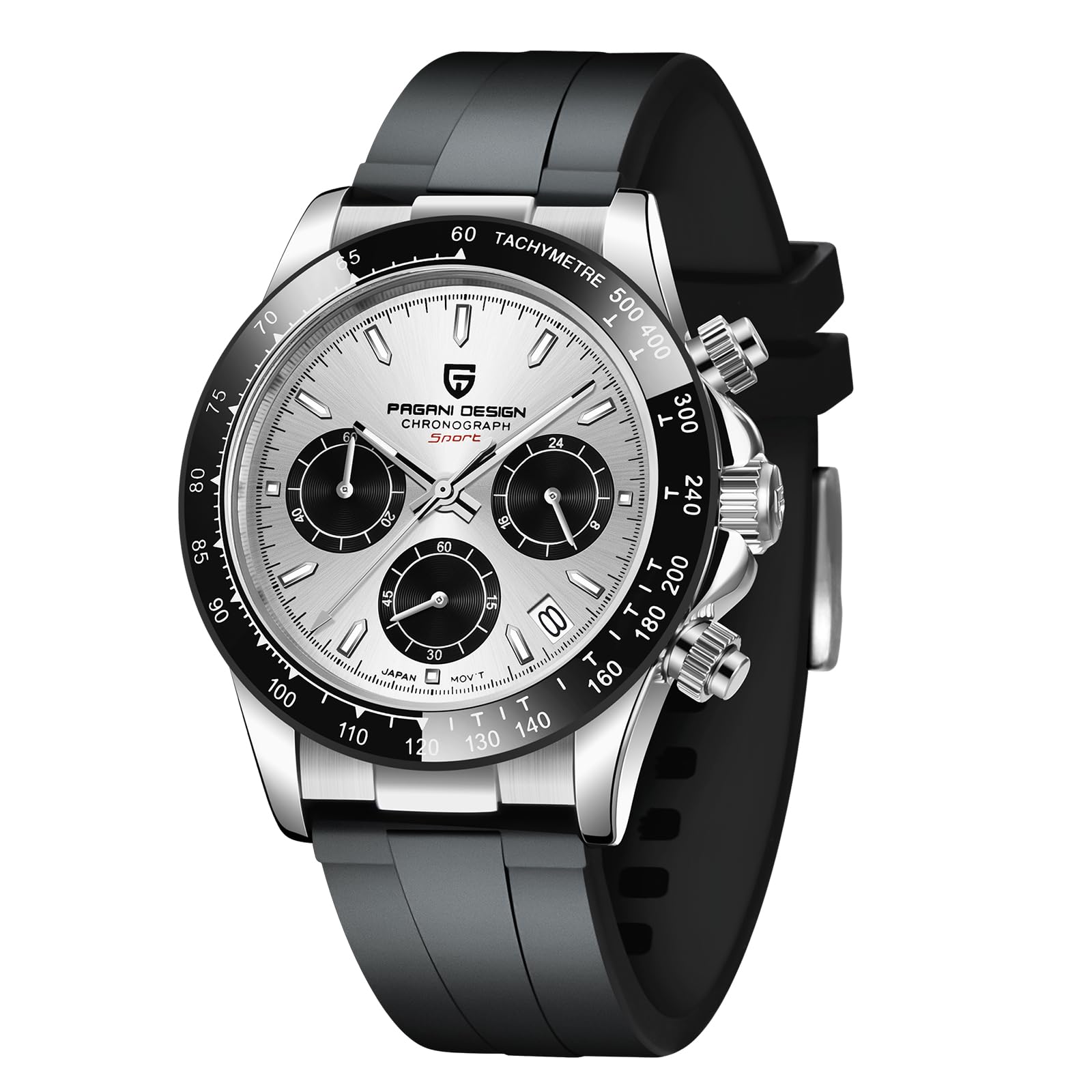 CEYADGPagani Design Men's Luxury Chronograph Watch Japanese VK63 Quartz Movement Analog Watch for Man with Ceramic Bezel, 100M Waterproof & Rubber Strap | Premium Wrist Watch for Man