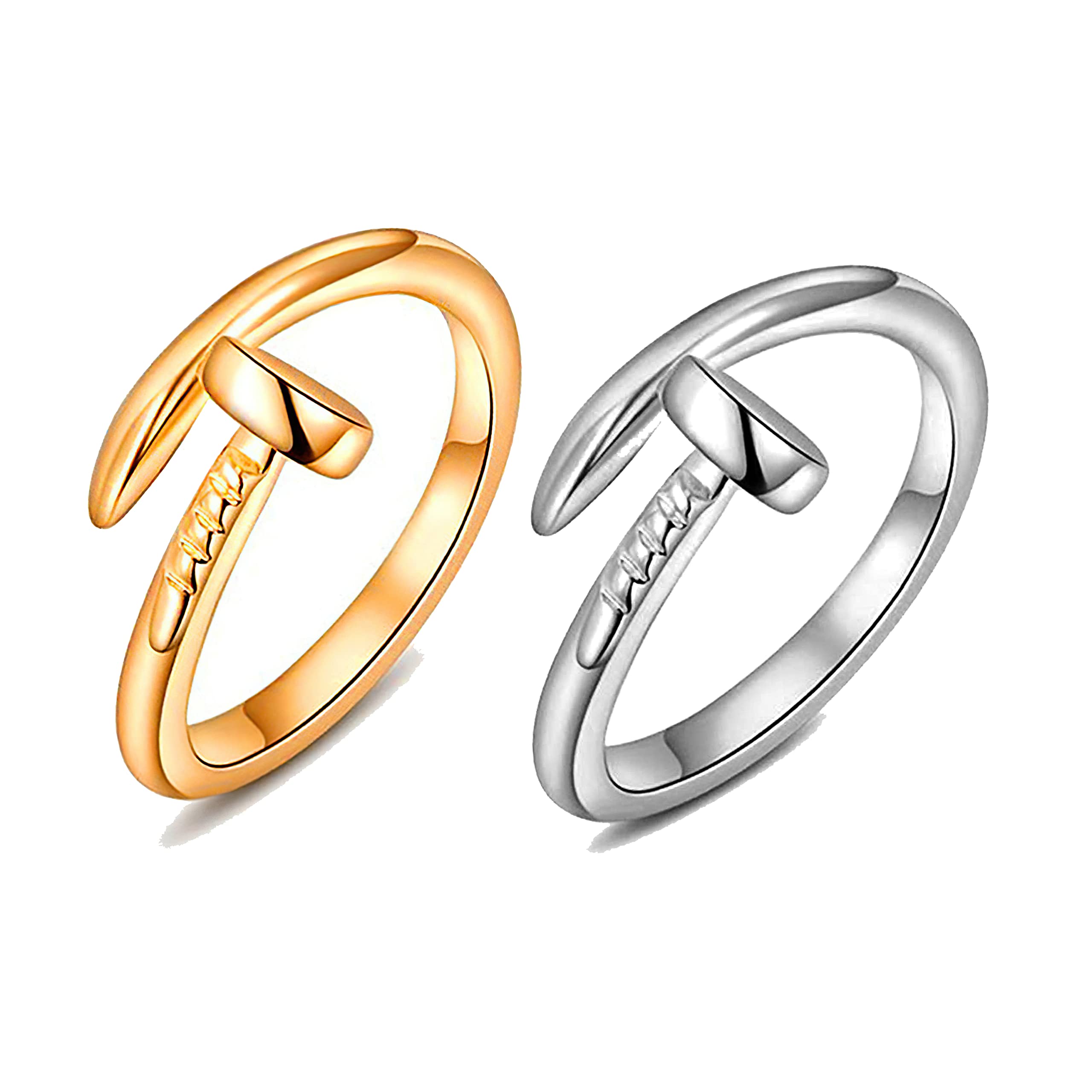 Fashion Frill Stylish Ring For Girls Nail Design Silver Gold Adjustable Finger Ring For Women Girls Anniversary Gift For Wife Girlfriend Love Gifts Jewellery Combo of 2 Rings (B0BZDJ54WZ) Amazon Price History, Amazon Price Tracker