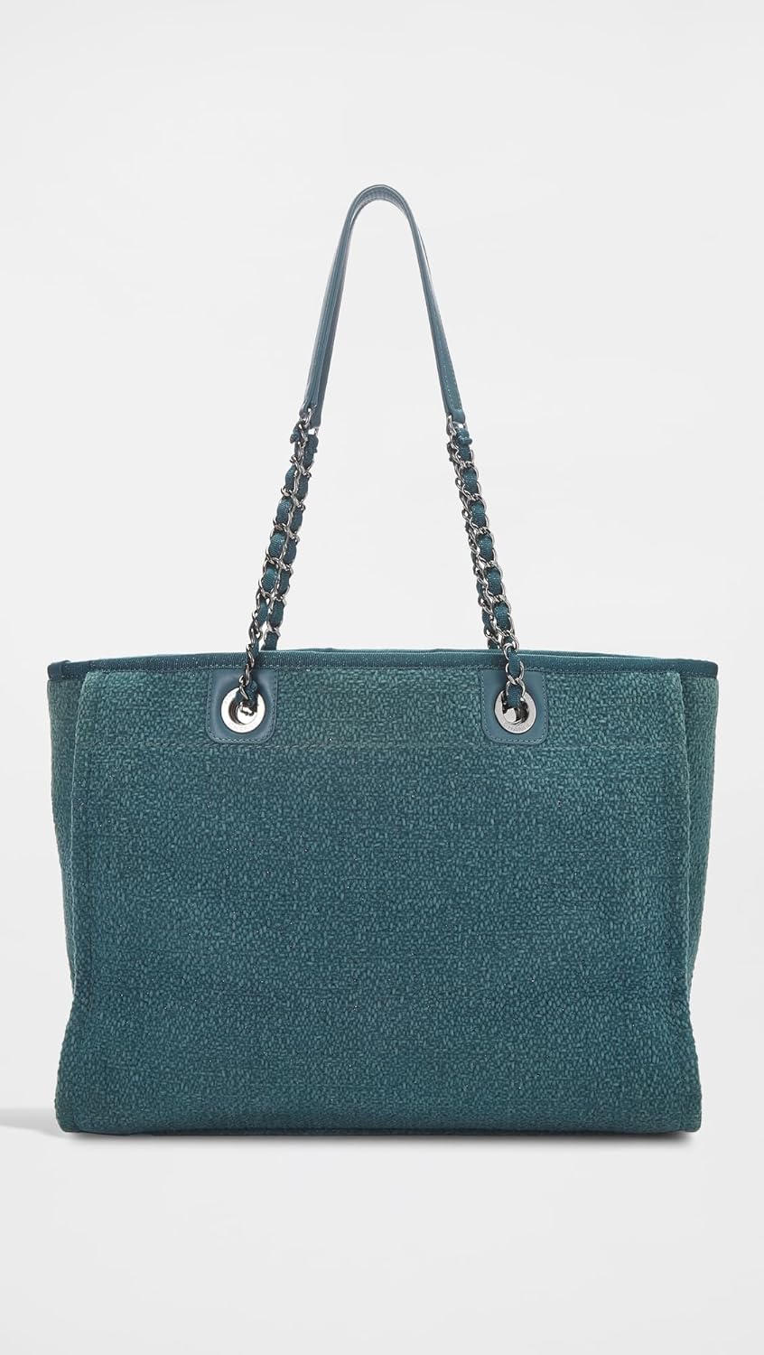 CHANEL Women's Pre-Loved Green Boucle Deauville Small Tote - Image 3