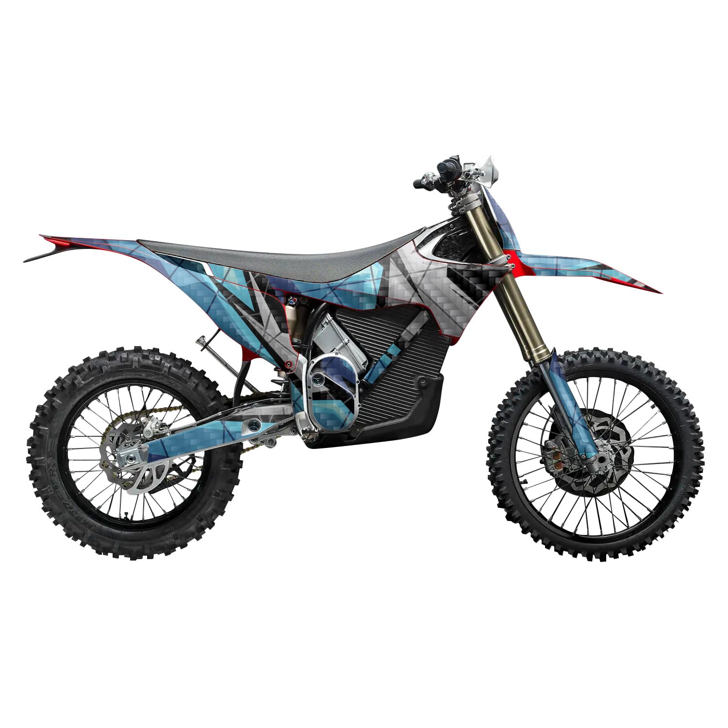 Carbon Fiber Stark Varg MX 2023-2025 Graphics Kit Wrap - Polygon Grunge Blue - Varg MX Skin - Premium 3M Vinyl Protective Wrap Decal Cover - Easy to Apply | Crafted in The USA by MightySkins