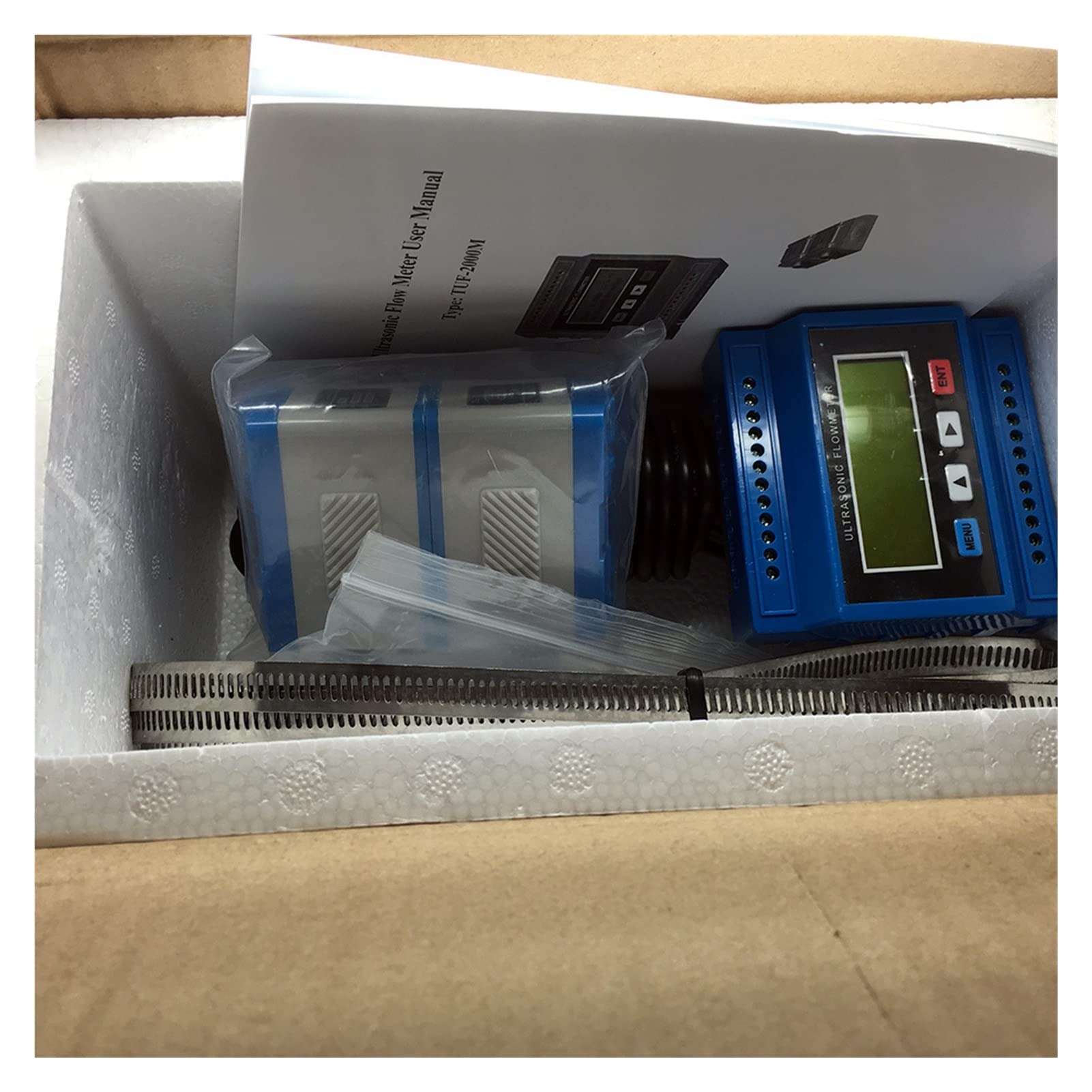Ultraschall-Durchflussmesser TUF-2000M TS-2 Digital Ultrasonic Flowmeter Fließmesser Ultraschalldurchflussmodul /RTU mit TS2/TM1 Sensor (DN15-100 mm) -30 ~ +90c Hohe Präzision, Datenprotokollierung (