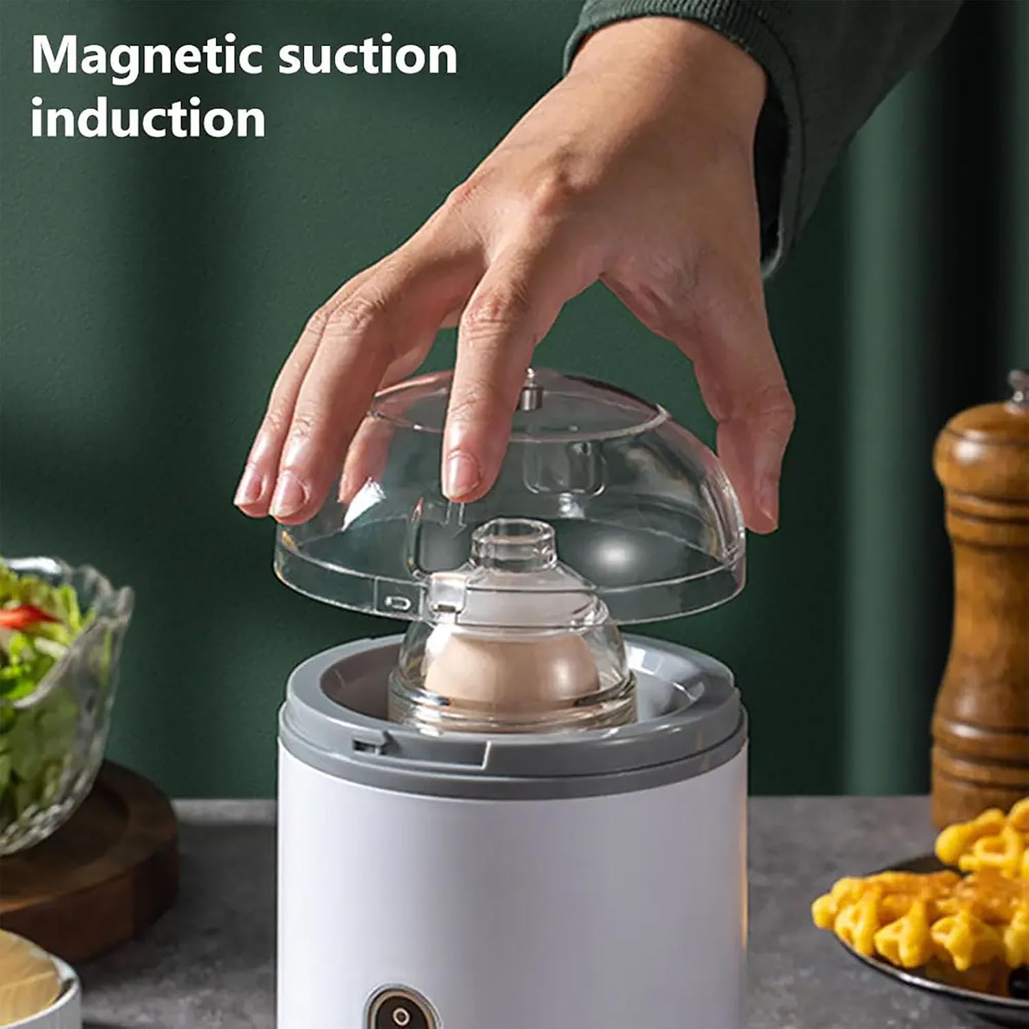 Electric Egg Yolk Mixer, Boiled Egg Spinner with Transparent Protective Cover, 2 Gear Switch Adjustable, No Needed Manual and Automatic Egg Homogenization, Low Noise and Easy To Use, for Home