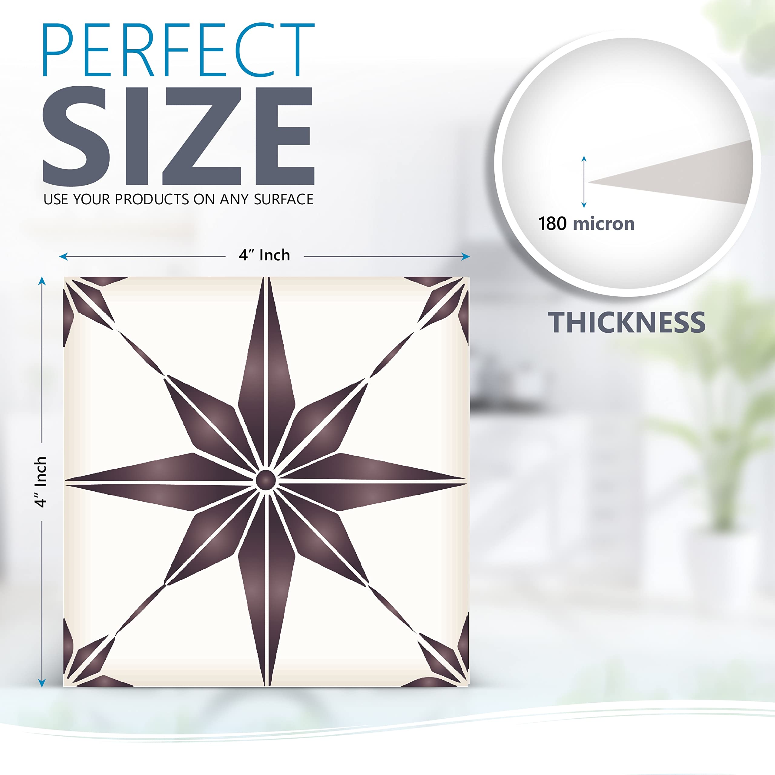 Mi Alma Talavera Tile Stickers - 24 Peel & Stick Wall Decals For Bathroom & Kitchen (4x4 Inch, Brown Star) - View #2