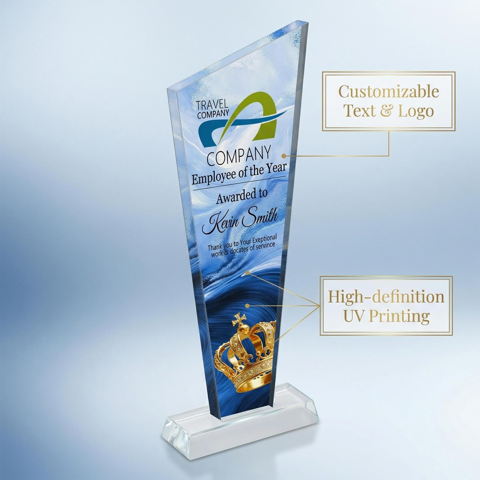 WERWAES Trofeo de Cristal Personalizado con Grabado de Texto/Logo - Regalo para Empleados, Jubilación, Eventos, Premios Deportivos y Reconocimientos — view 6