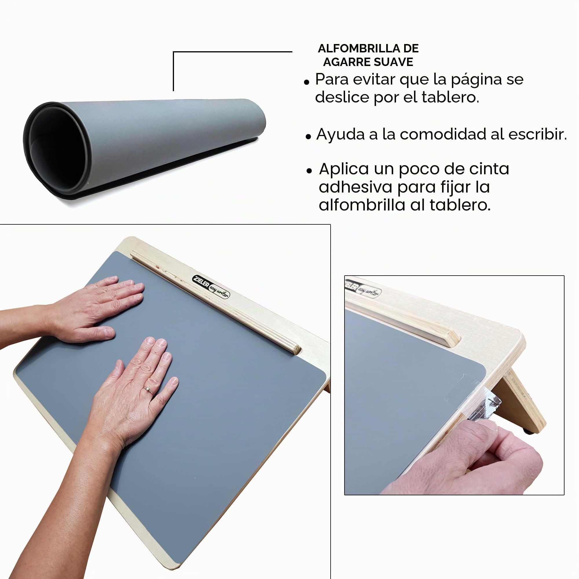 Zieler Pendiente ergonómico de escritura grande A3 con alfombrilla de agarre para una mejor postura de escritura. Acabado de madera lacada de primera calidad con ángulo de 20 grados. Adecuado para