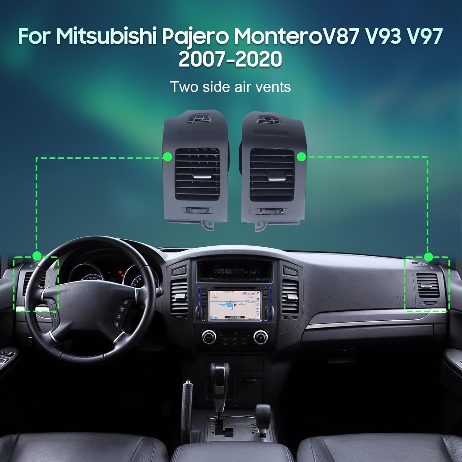 Pair Center A/C Dash Air Vent Trim Panel Dashboard Cover Compatible With Mitsubishi Pajero Montero V87 V93 V97 2007-2020 Air Vent Outlet Panel Left & Right Side