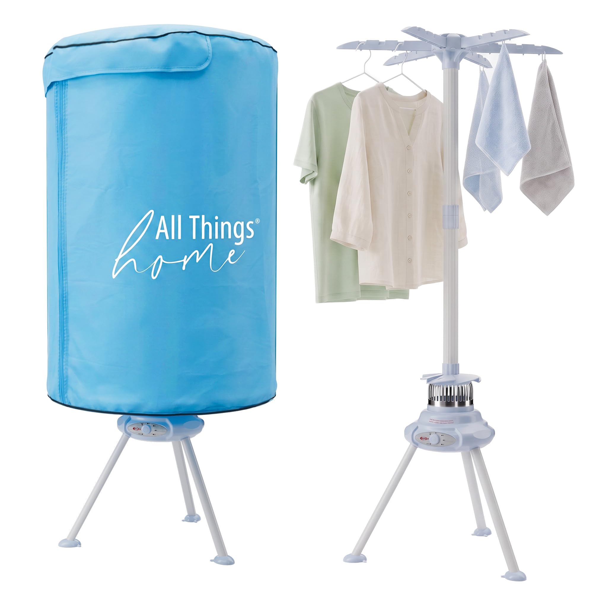 Heated Clothes Dryer1000W | Portable Electric Clothes Airer with Cover | Fast Hot Air Drying, 10kg Capacity, Compact Design, 180-Minute Timer, Low Noise, Suitable for Various Fabrics
