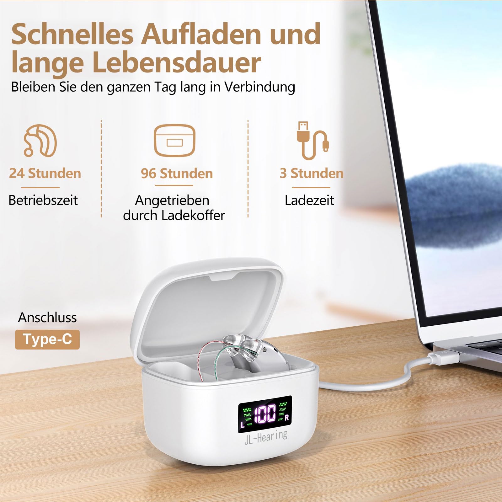 Wiederaufladbares Gerät, Silberfarben,Wird mit Einem Digitalen LED-Ladeetui Geliefert, Verfügt über Geräuschunterdrückung