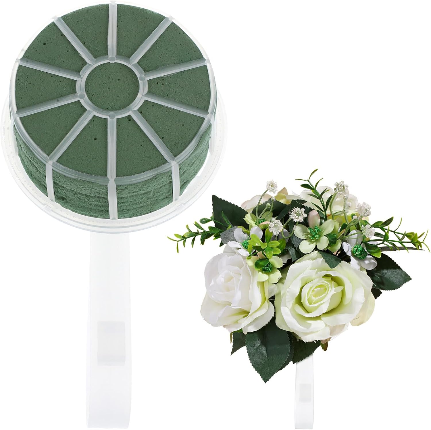 Yardwe 2Pcs Bridal Bouquet Holders, Foam Flower Bouquet Holder with Handle for DIY Wedding Floral Arrangements, Fresh and Artificial Flowers