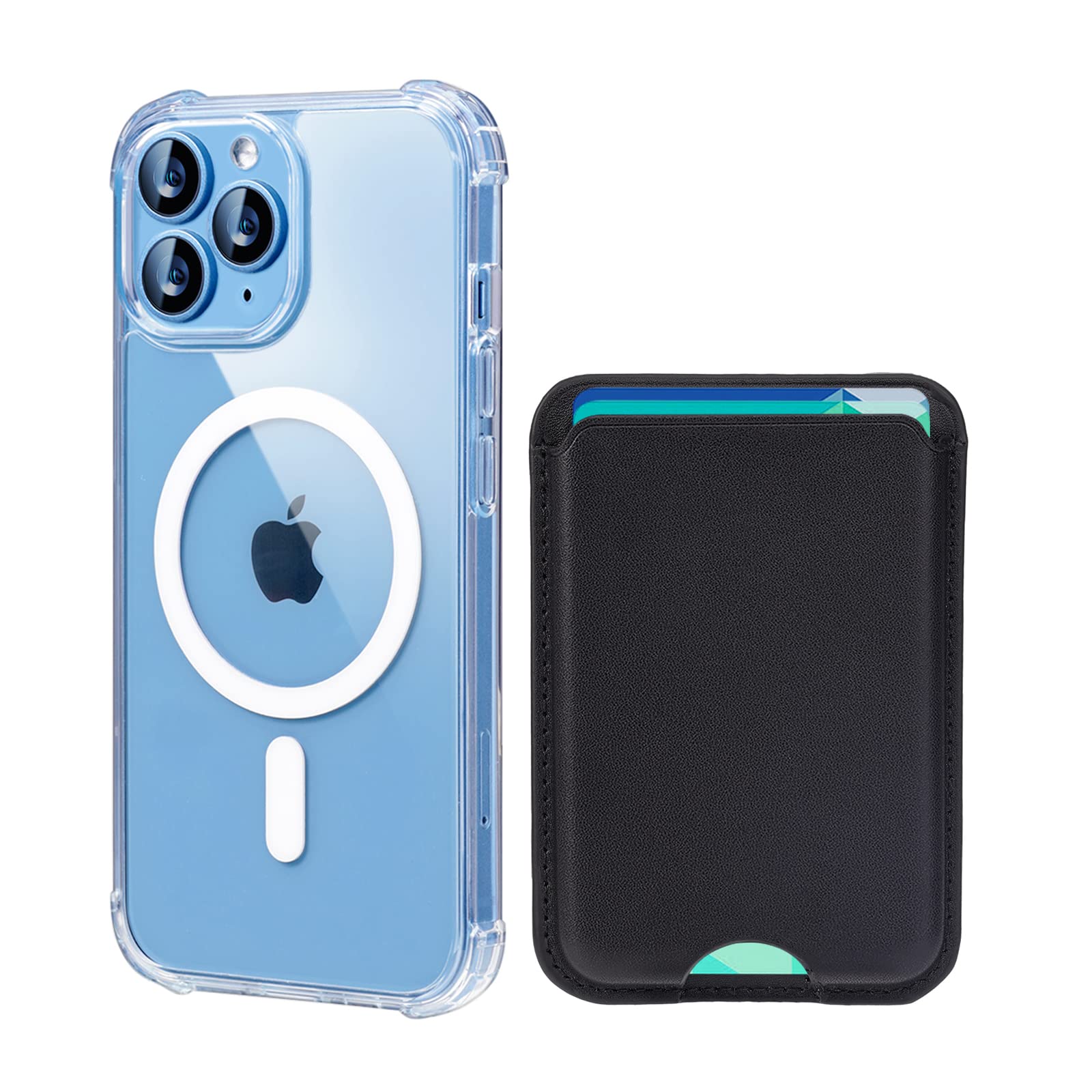 Photo 1 of 2-in-1 iPhone 14 Pro Max Magnetic Case Clear with Magnetic Leather Wallet Card Holder, Magsafe Wallet Case Cover, Anti-Yellowing &MIL-Grade Drop Tested, Compatible with MagSafe -6.7'', Midnight Midnight iPhone 14 Pro Max