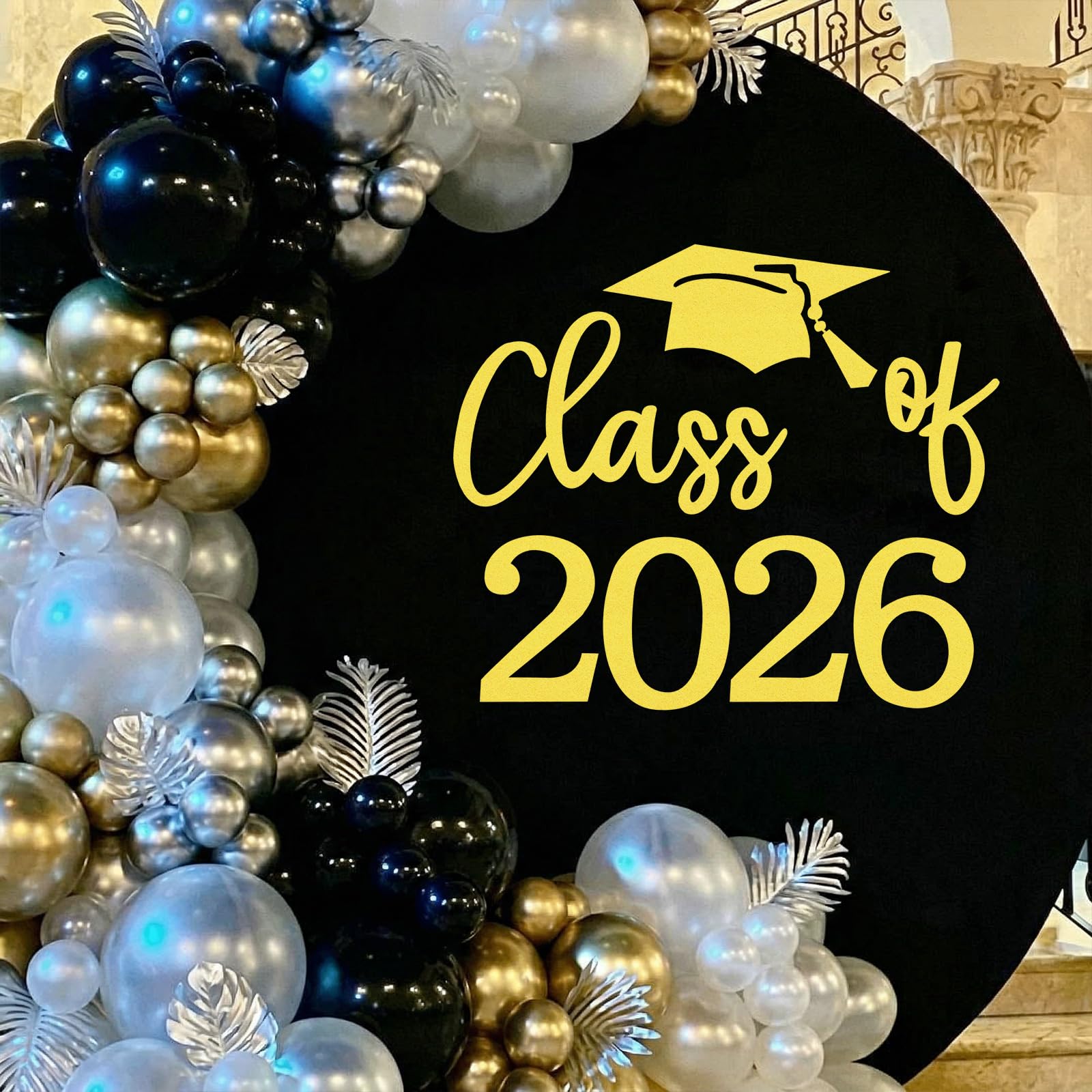 Décoration de remise de diplôme 2026 panneau autocollant feutre doré pour fête