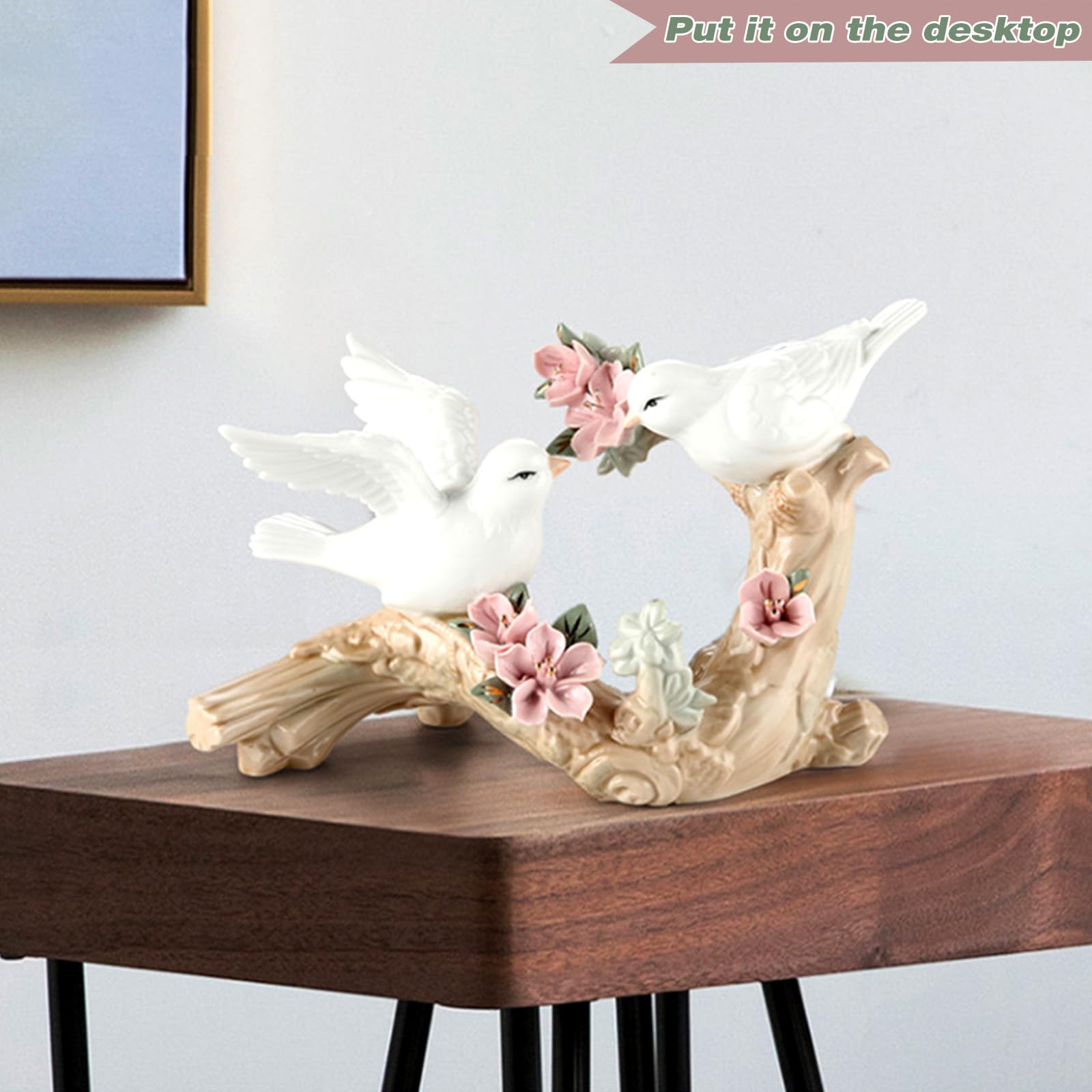 Amazon.co.jp: 陶器の鳥の花の像カササギの置物磁器トランク彫刻、陶器