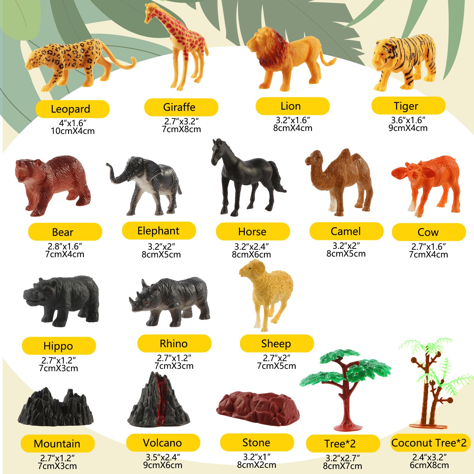 Tubasaya Set di 30 figure di animali safari, giocattoli per bambini, 15,2 cm, realistici, Jumbo Wild Zoo, set da gioco in plastica con scatola portaoggetti in metallo, set da gioco educativo per