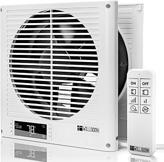 Willgoon Room-to-Room Fan with Remote: 2-Way Through-Wall Vent, 305 CFM, Ultra-Quiet 24dB, 10 Speeds, Temp/Timer for Bedroom & Laundry