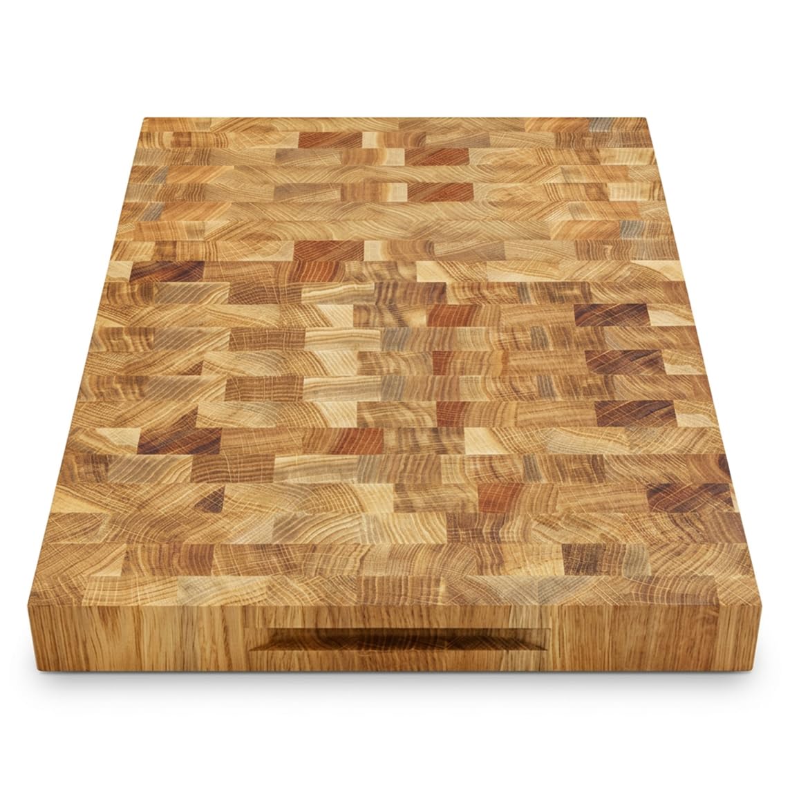 Deska dębowa sztorcowa end grain 50x35x4 cm, solidny blok do krojenia, lite drewno dębowe olejowane, duża deska kuchenna do krojenia, siekania i serwowania, produkcja europejska