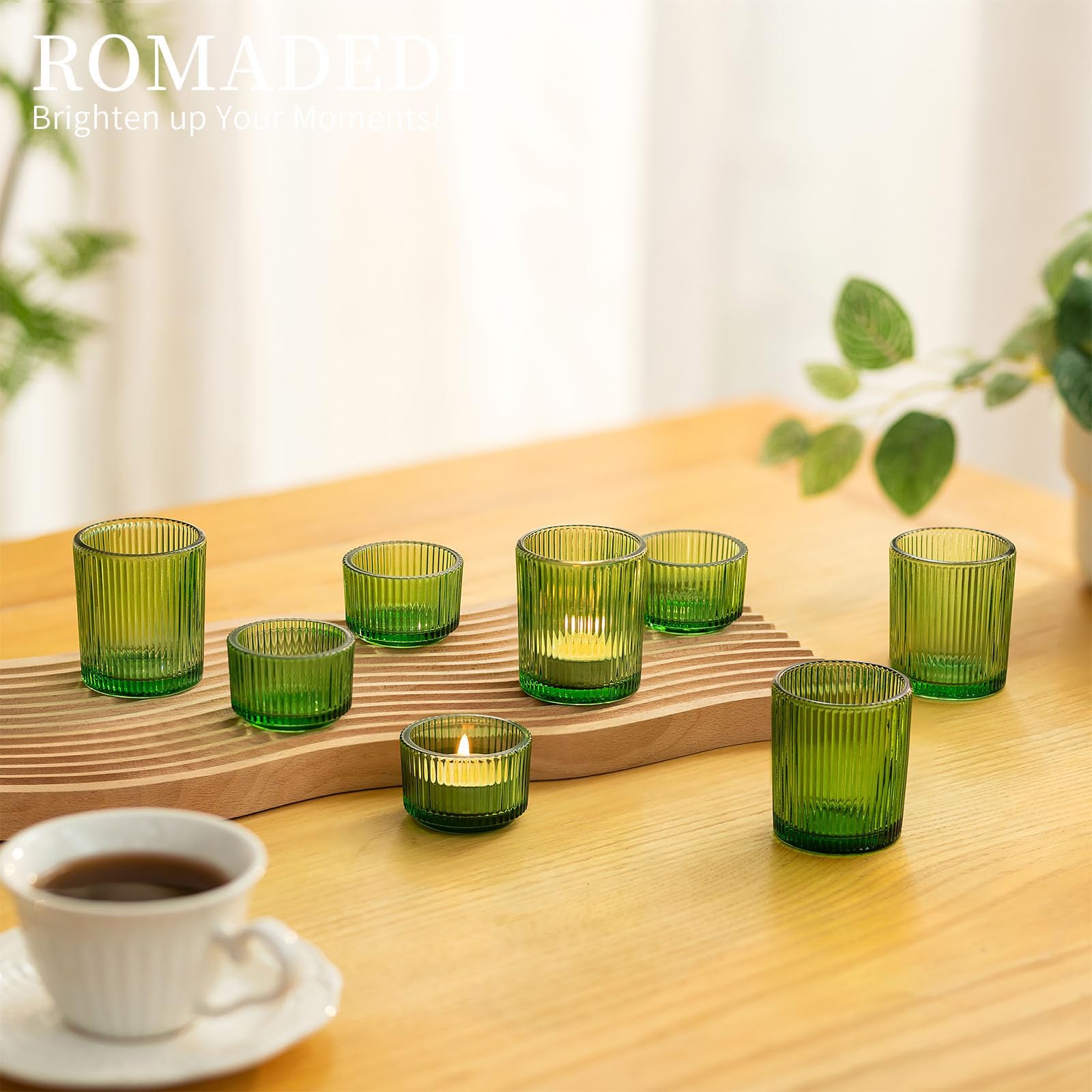 Portacandele In Vetro Verde Romadedi - Set 24 Pezzi Per Matrimoni, Feste E Natale | Candelabri Decorativi